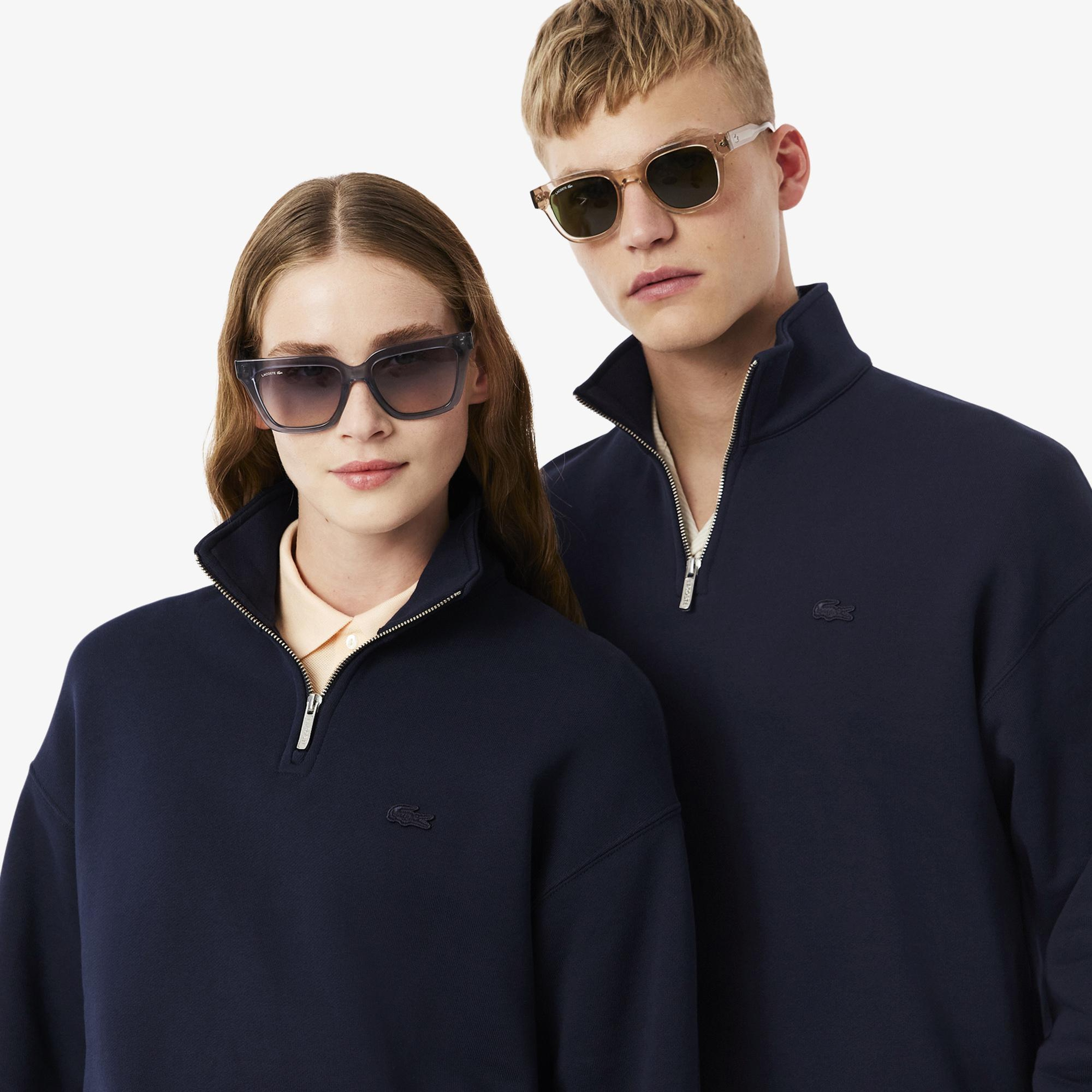 Unisex Loose Fit Yarım Fermuarlı Lacivert Sweatshirt