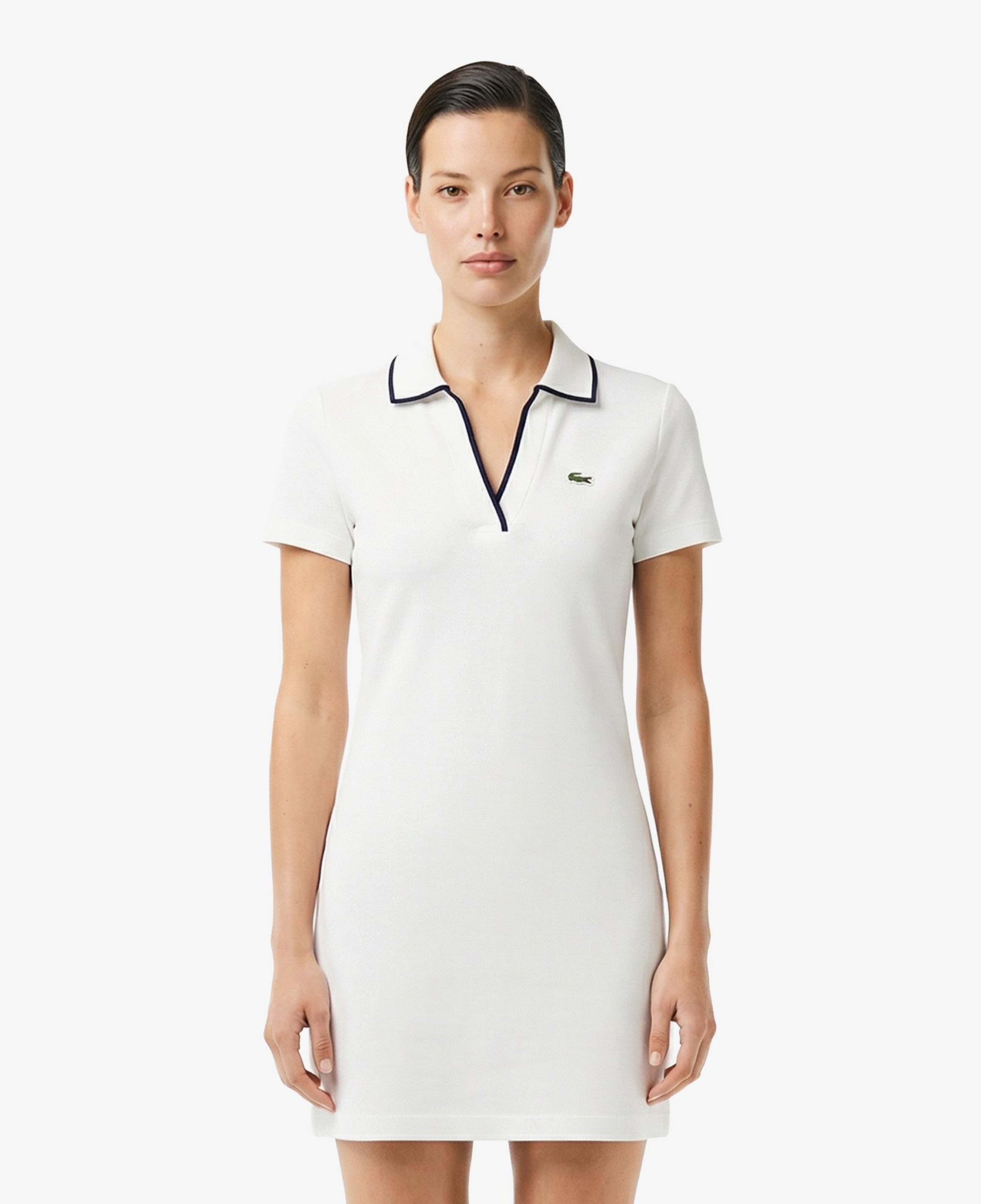 Kadın Classic Fit Kısa Kollu Polo Yaka Beyaz Elbise