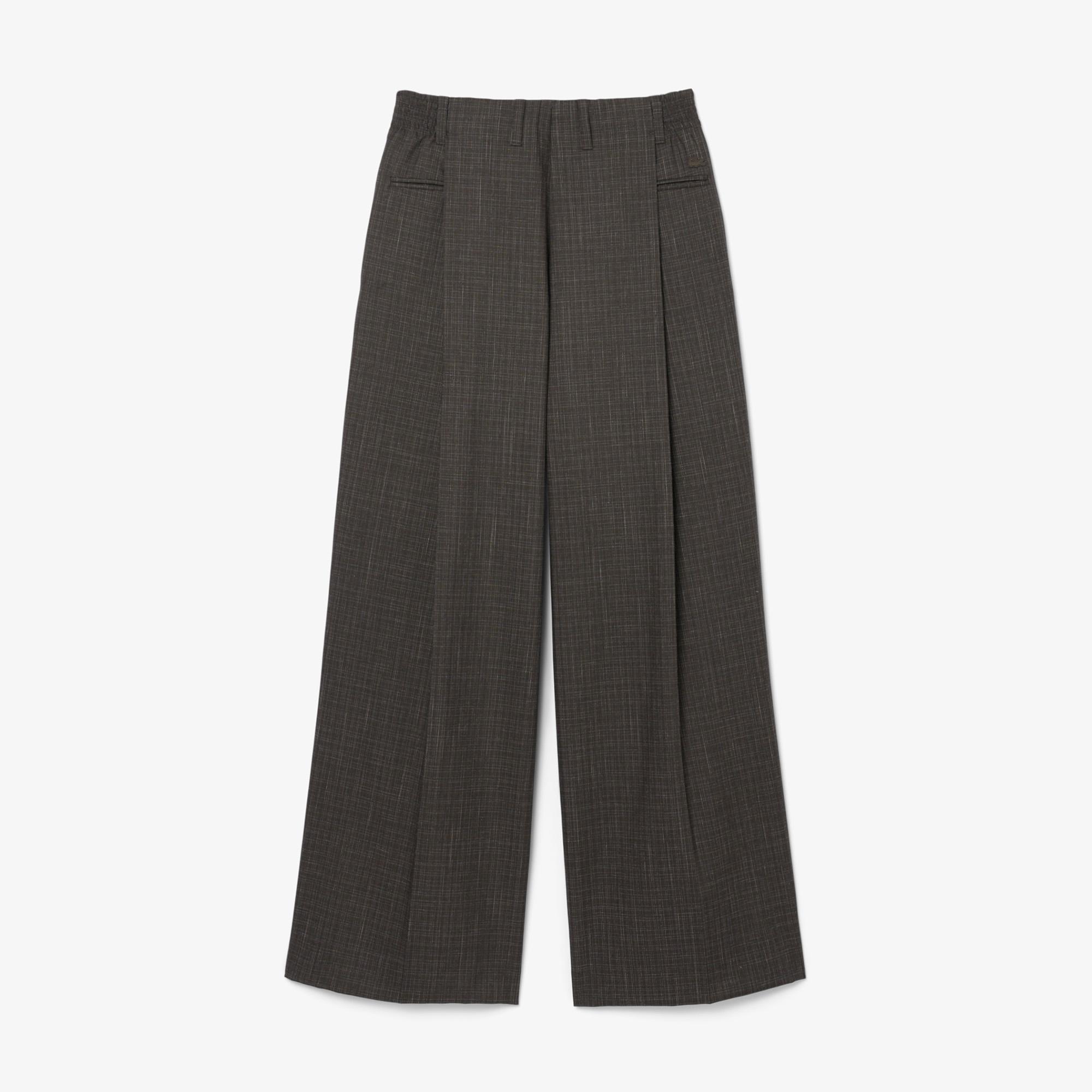SS26 RUNWAY Kadın Oversize Fit Yün Kahverengi Pantolon