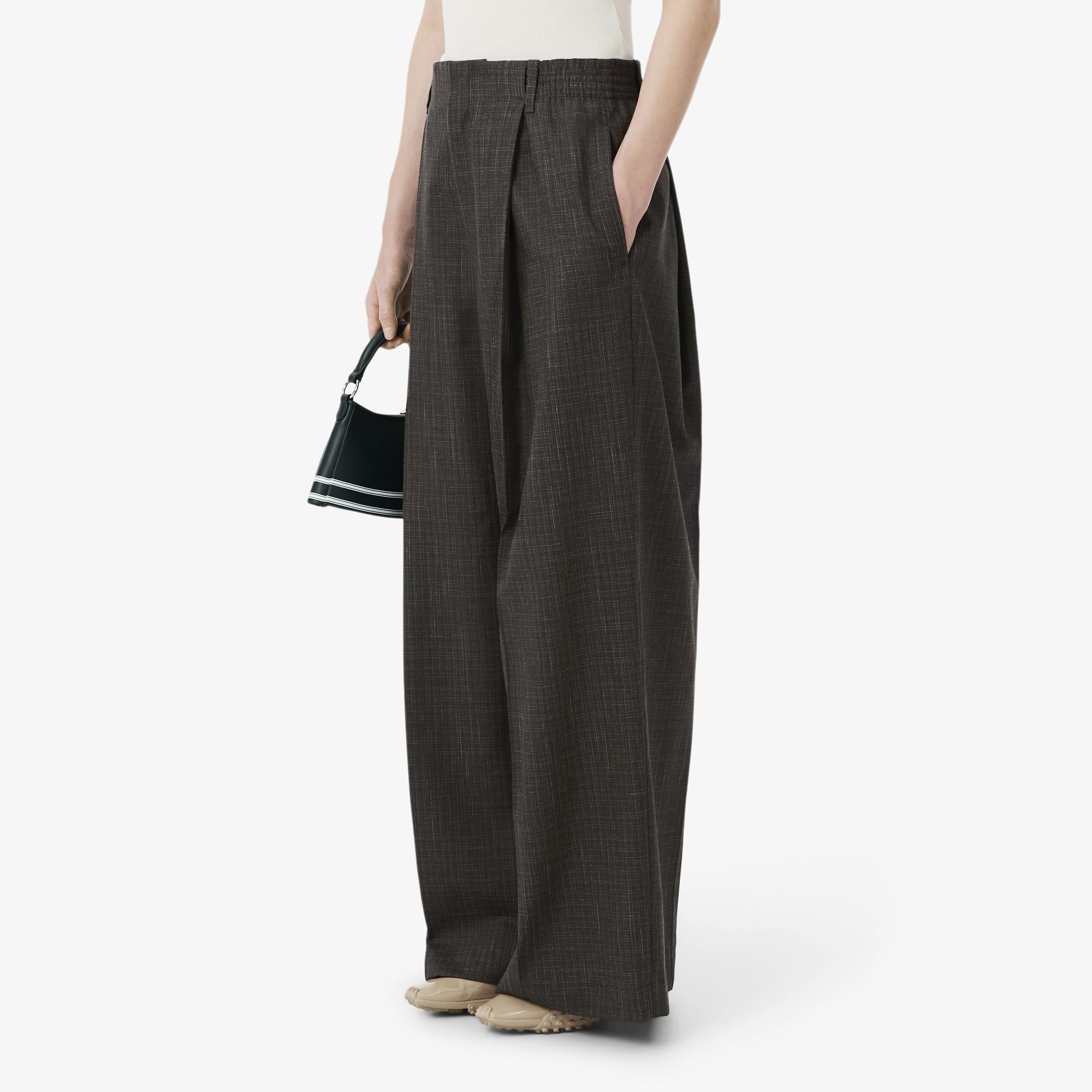 SS26 RUNWAY Kadın Oversize Fit Yün Kahverengi Pantolon