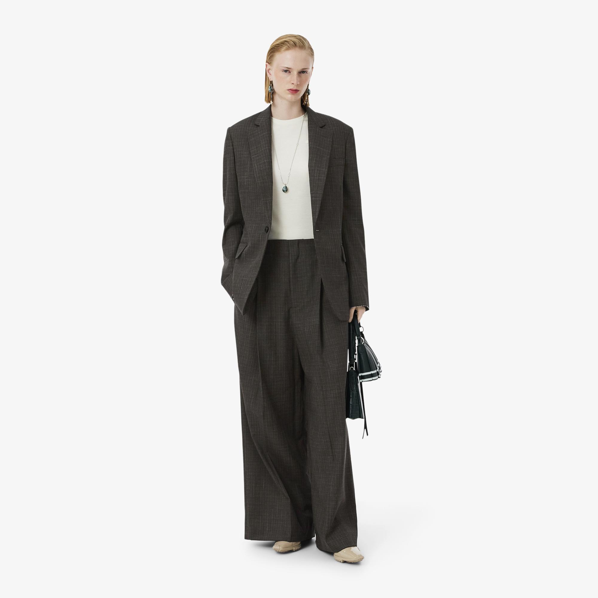 SS26 RUNWAY Kadın Oversize Fit Yün Kahverengi Pantolon