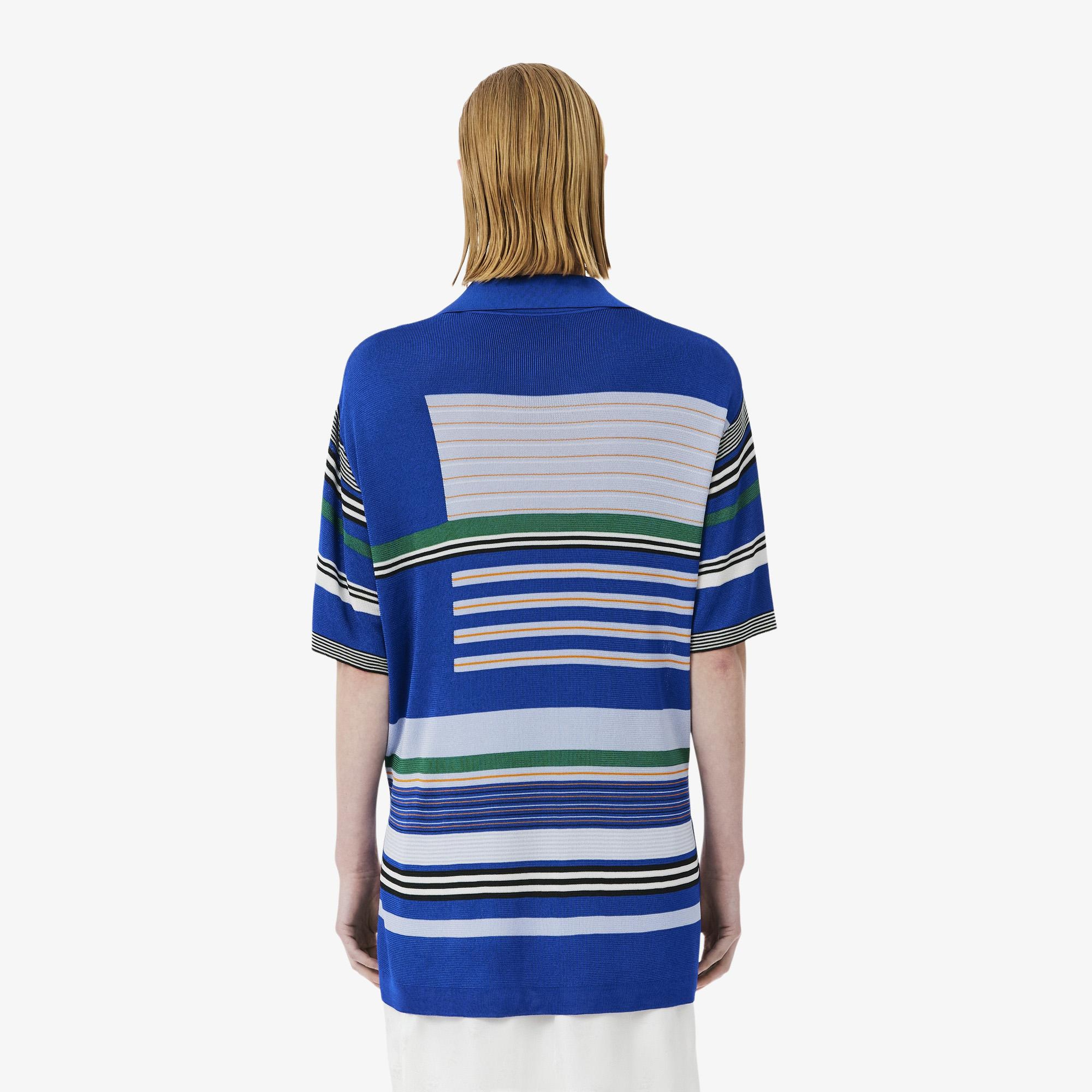 SS26 RUNWAY Kadın Oversize Fit Kısa Kollu Polo Yaka Lacivert Triko