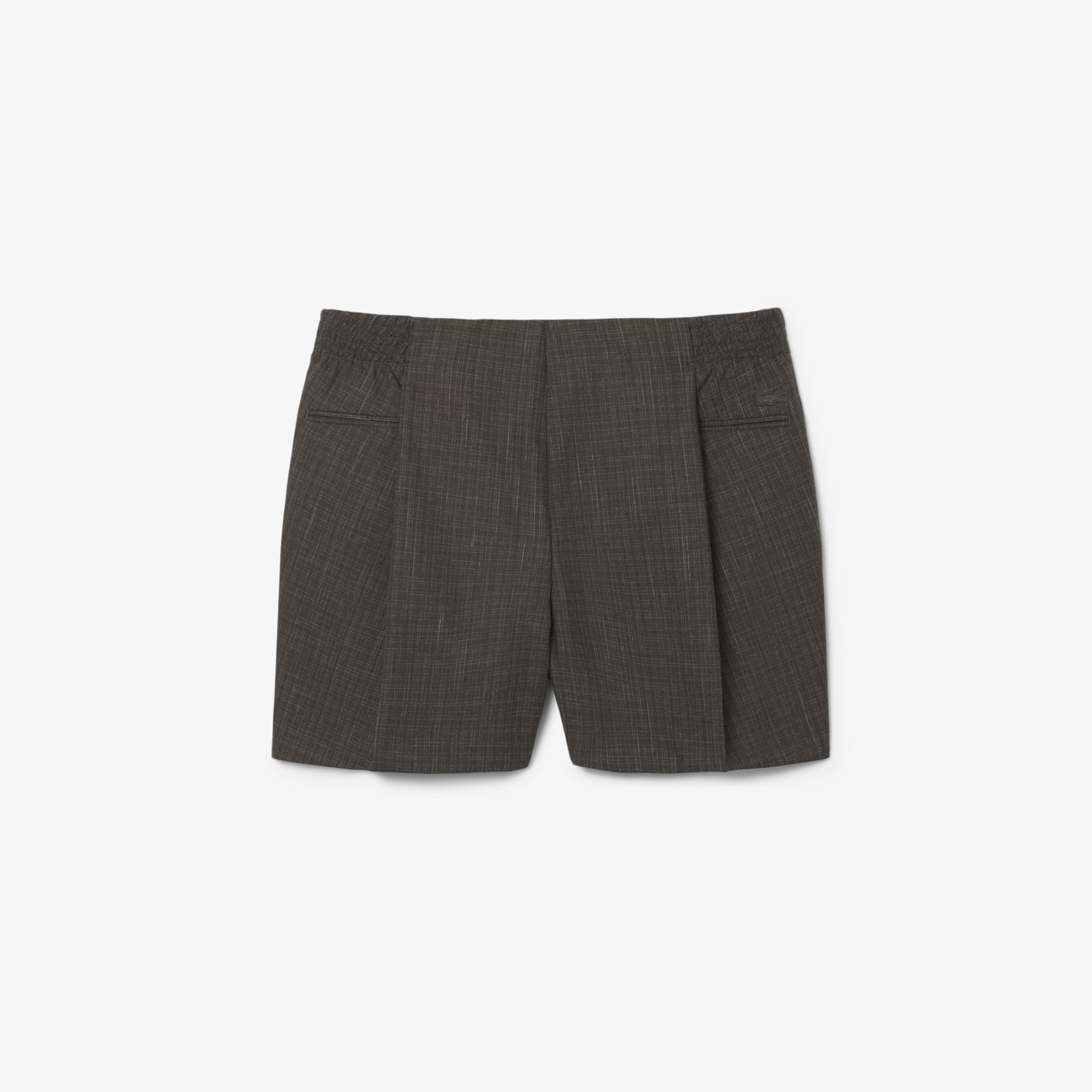 SS26 RUNWAY Erkek Yün Kahverengi Bermuda Şort