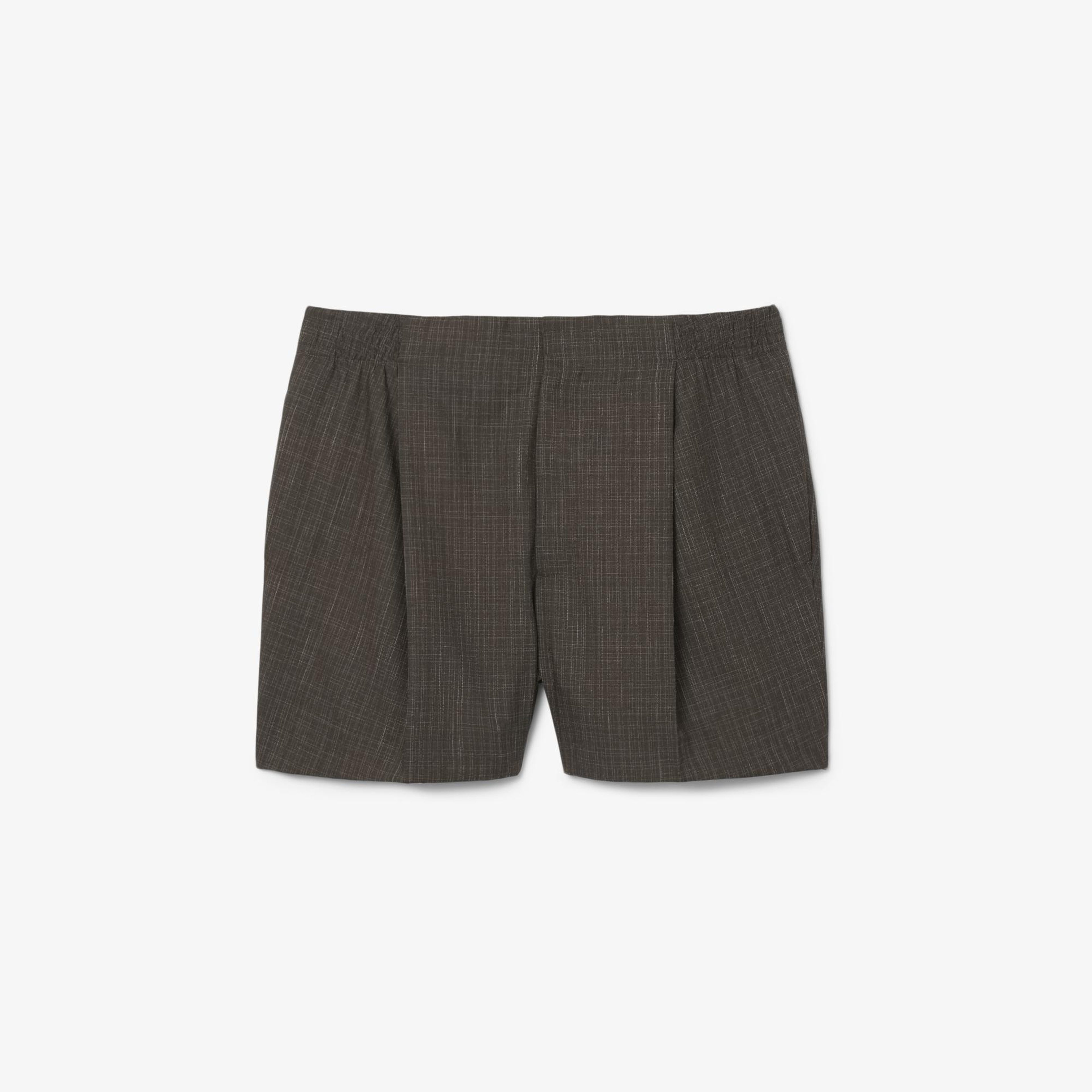 SS26 RUNWAY Erkek Yün Kahverengi Bermuda Şort