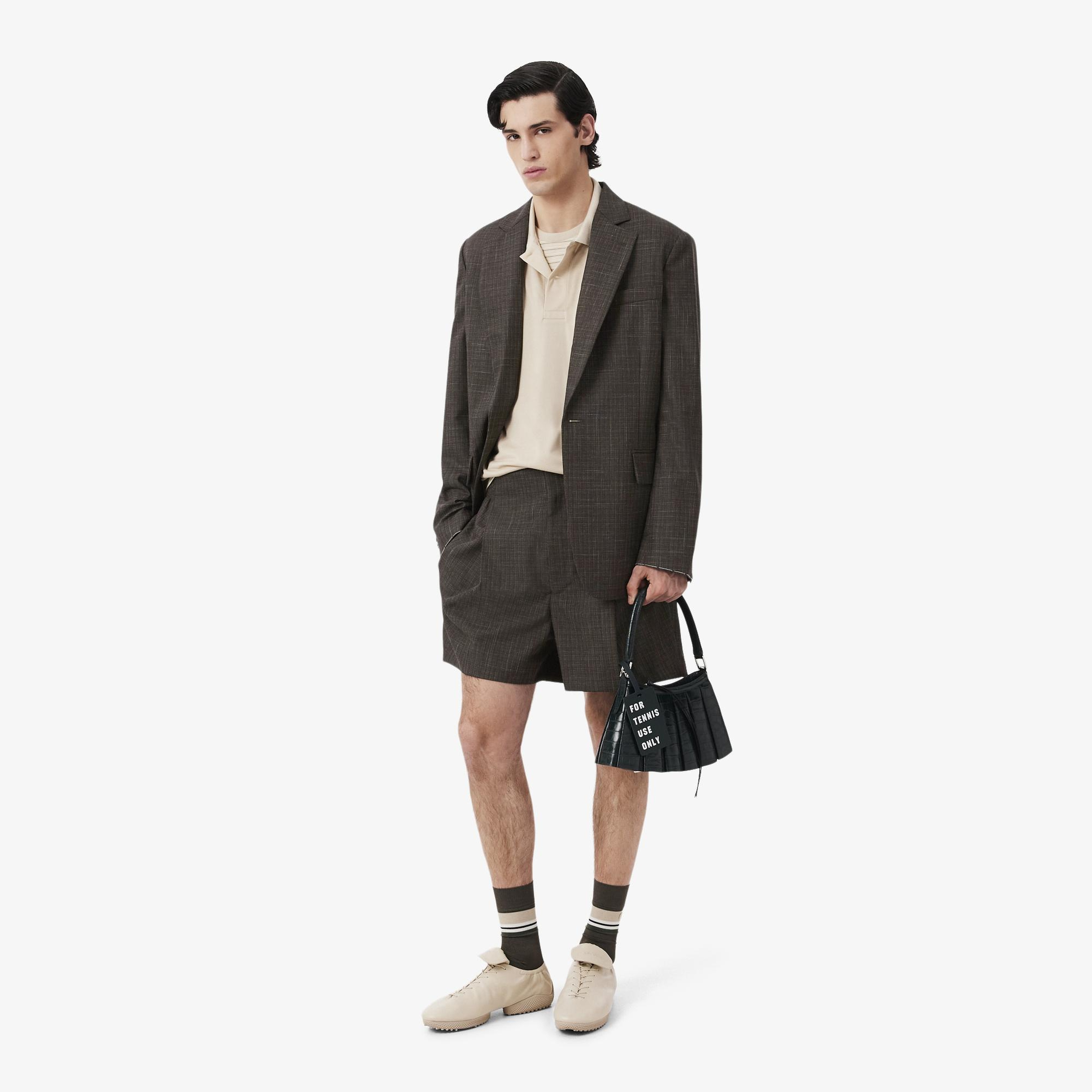 SS26 RUNWAY Erkek Yün Kahverengi Bermuda Şort