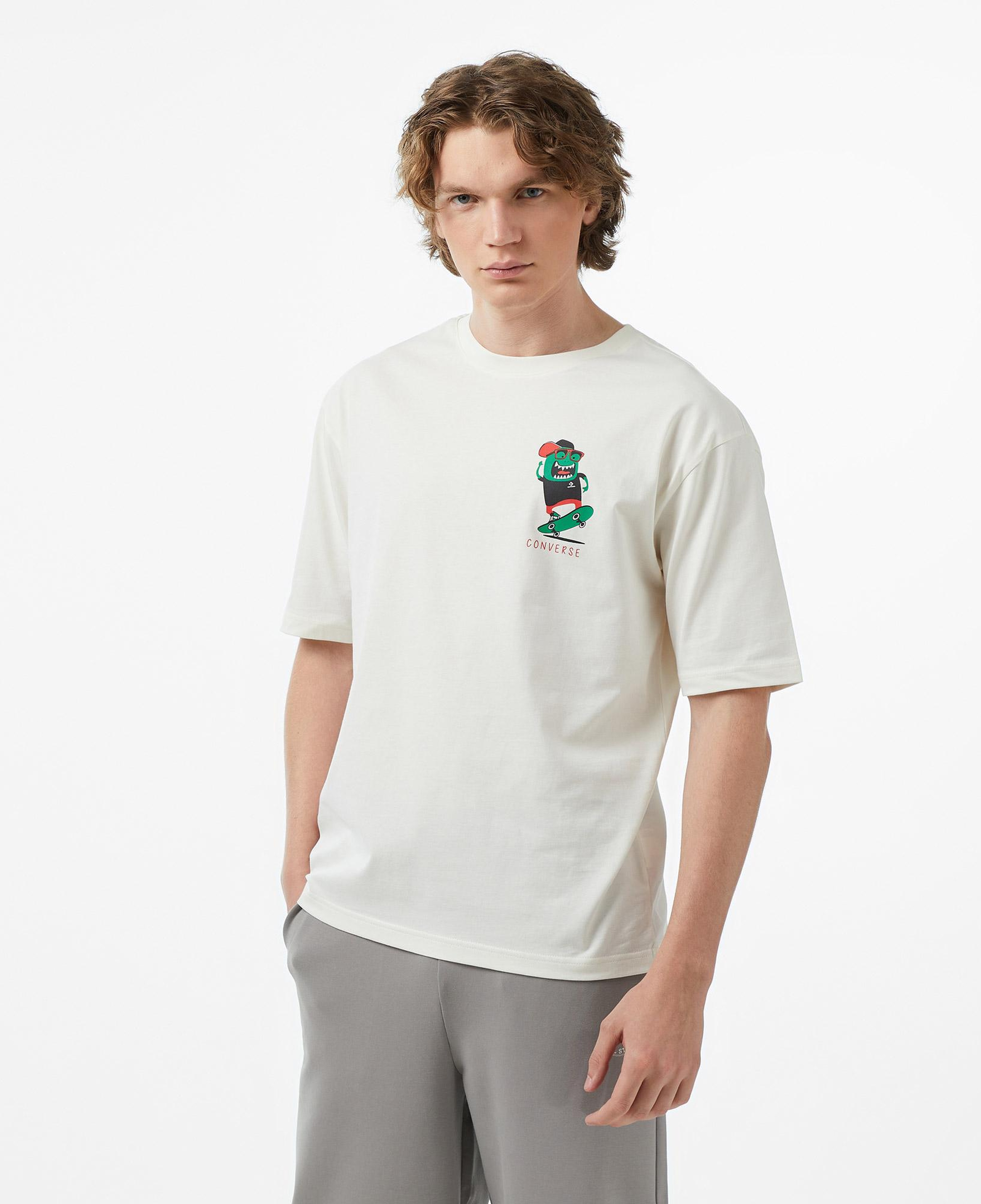 Converse Erkek Krem Grafik Baskılı T-Shirt