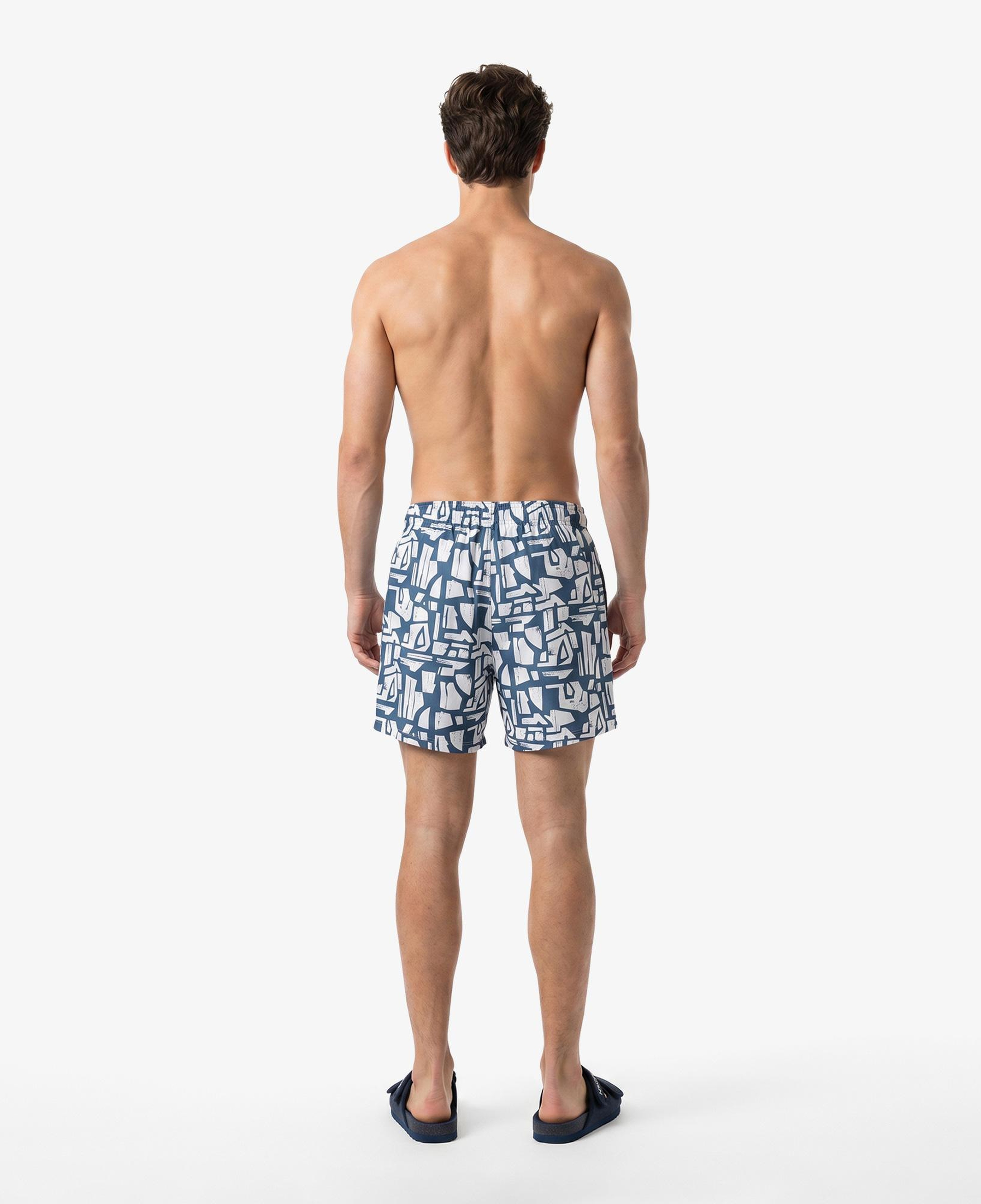Nautica Erkek Mavi Regular Fit Desenli Deniz Şortu
