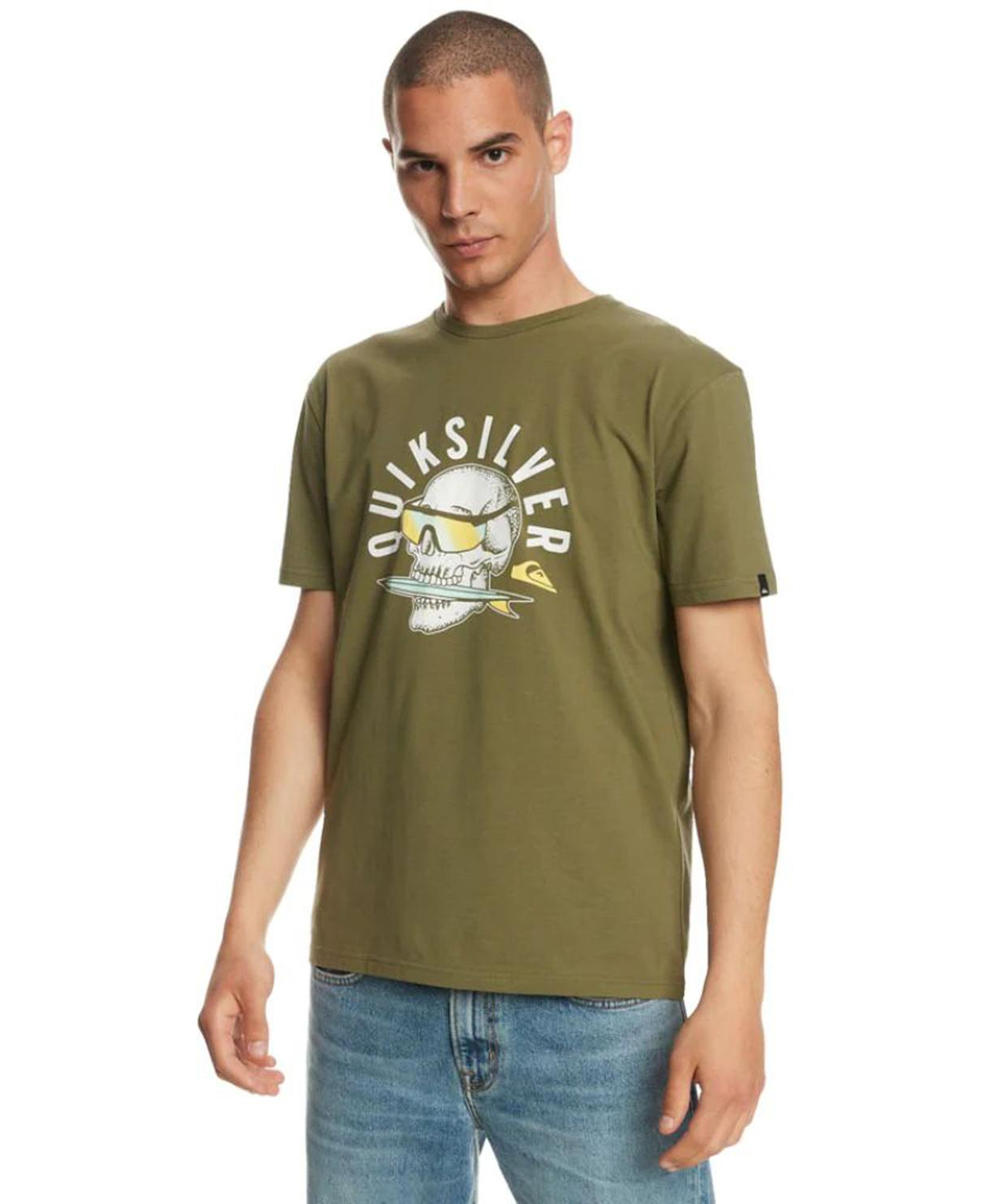 Quiksilver Qsrockinskull Erkek Yeşil Tişört