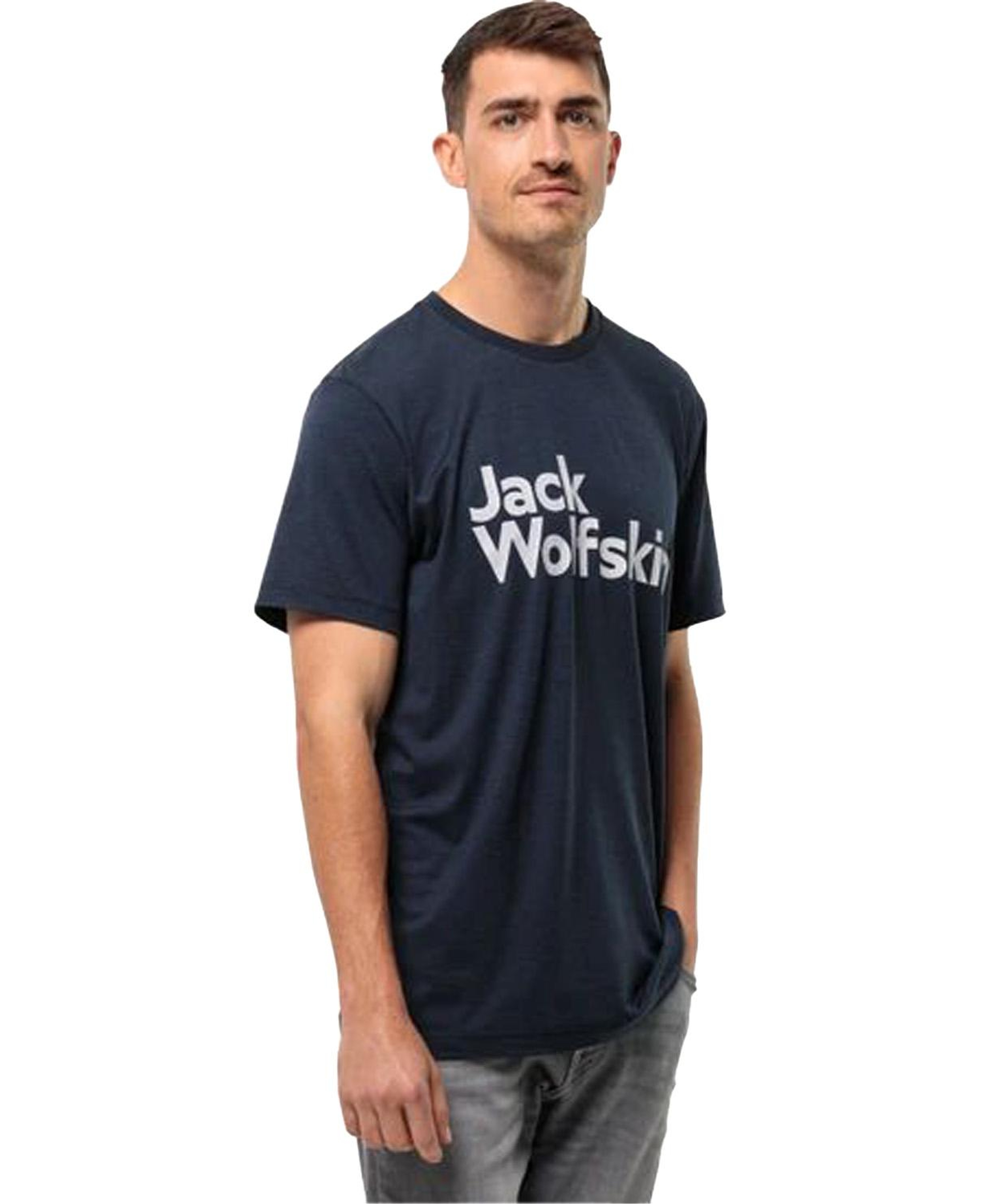 Jack Wolfskin Brand Erkek Mavi Tişört