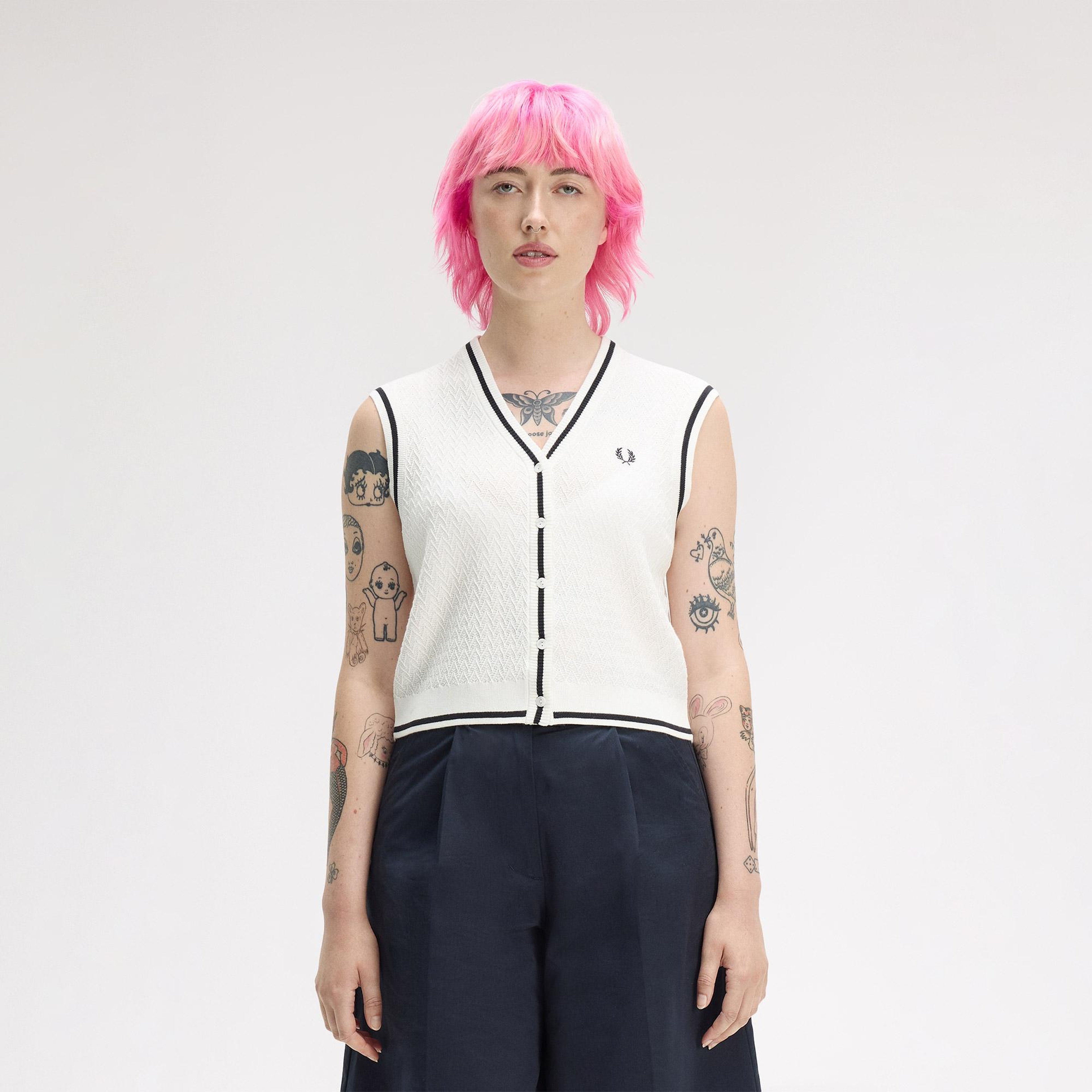 Fred Perry Kadın Beyaz Yelek