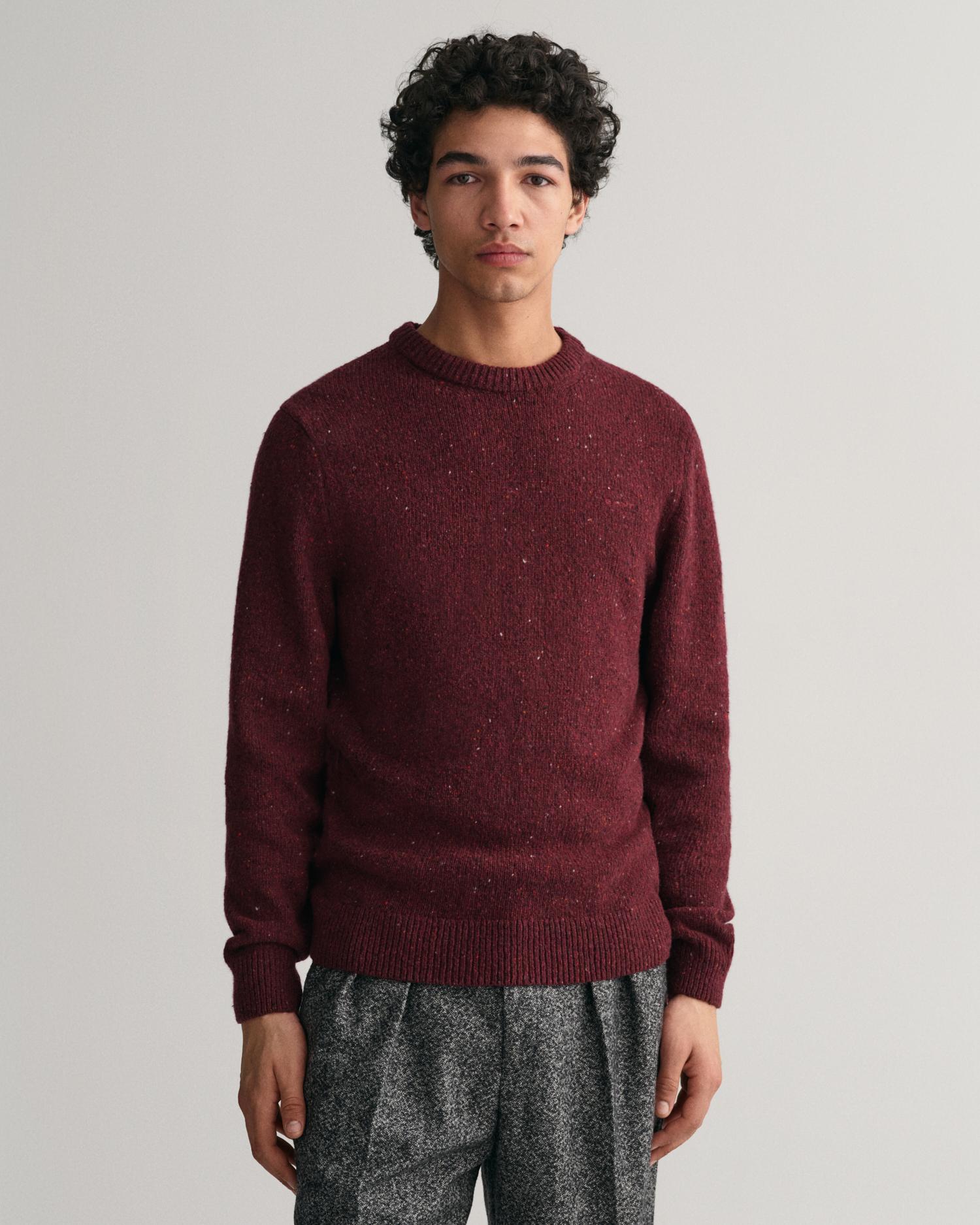 GANT Erkek Bordo Regular Fit Bisiklet Yaka Yünlü Kazak