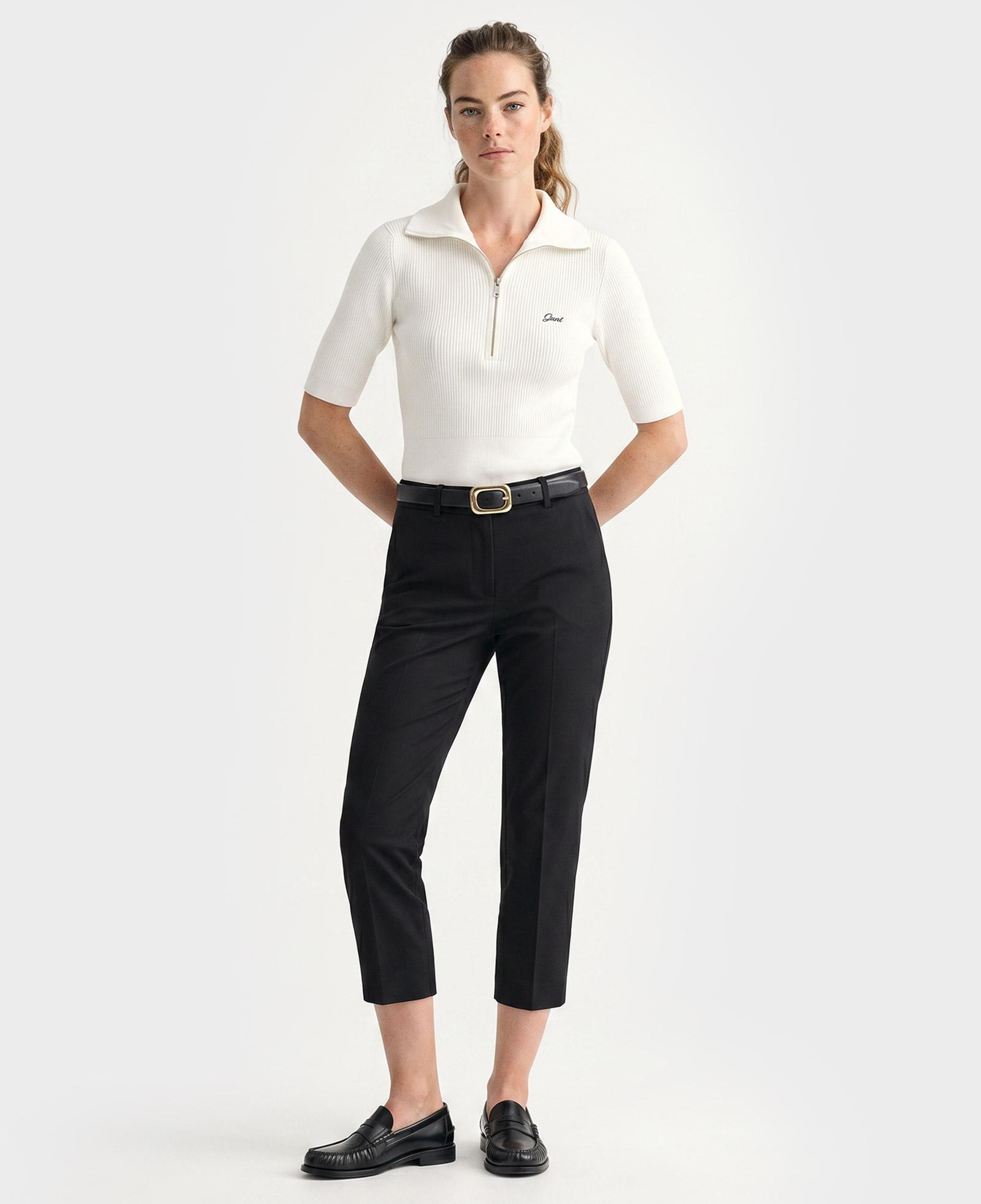 GANT Kadın Beyaz Slim Fit Yarım Kollu Triko