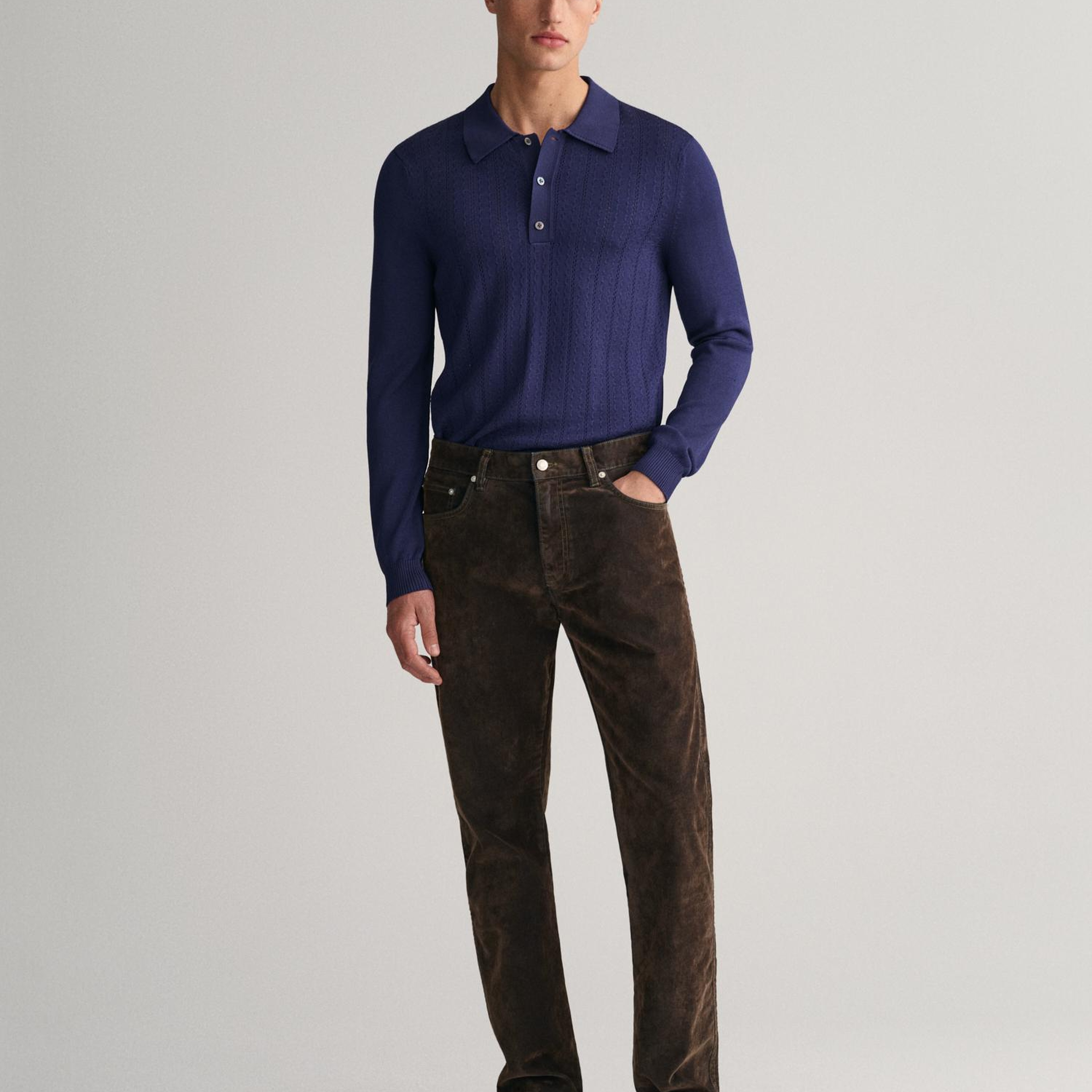 GANT Erkek Lacivert Relaxed Fit Klasik Yaka Kazak