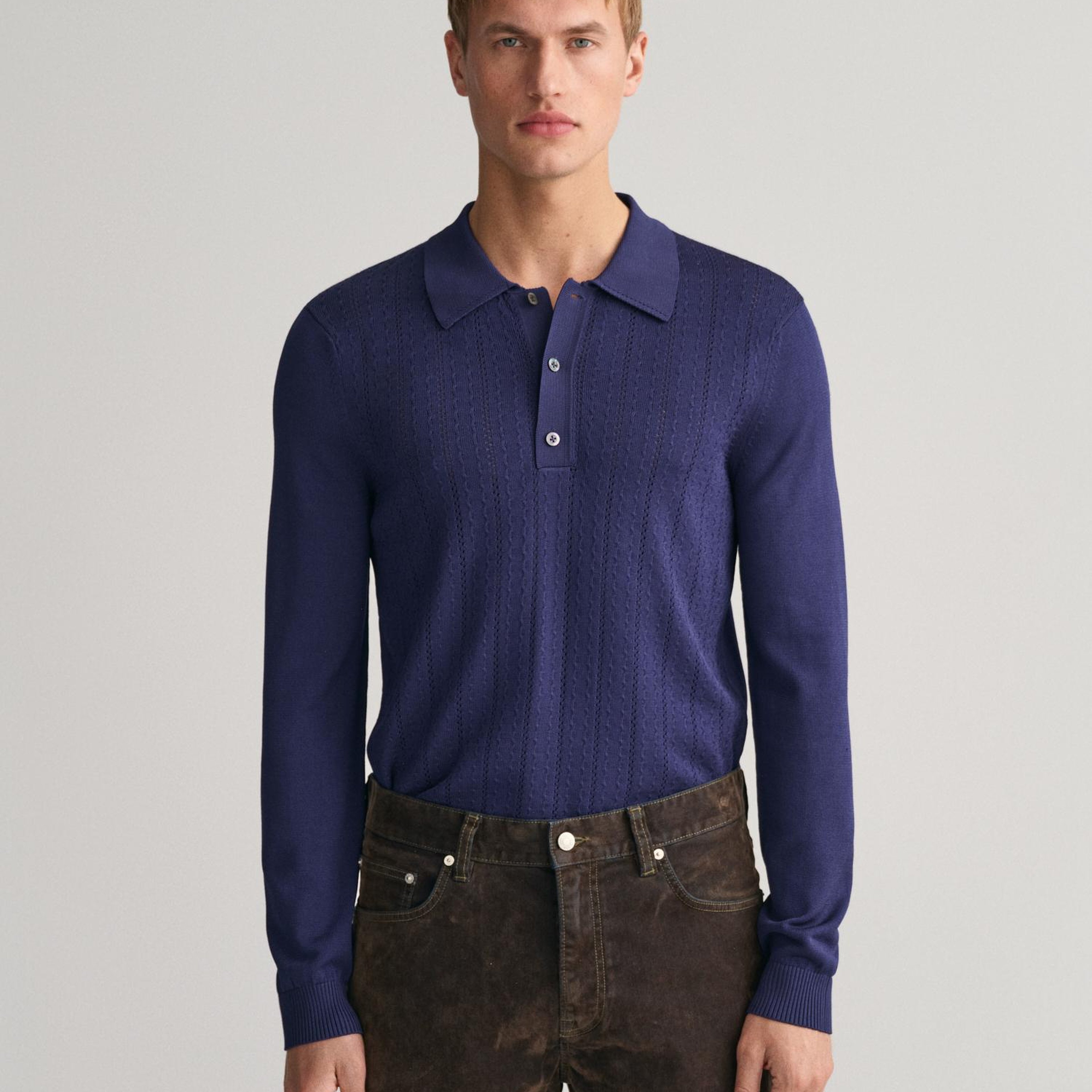 GANT Erkek Lacivert Relaxed Fit Klasik Yaka Kazak