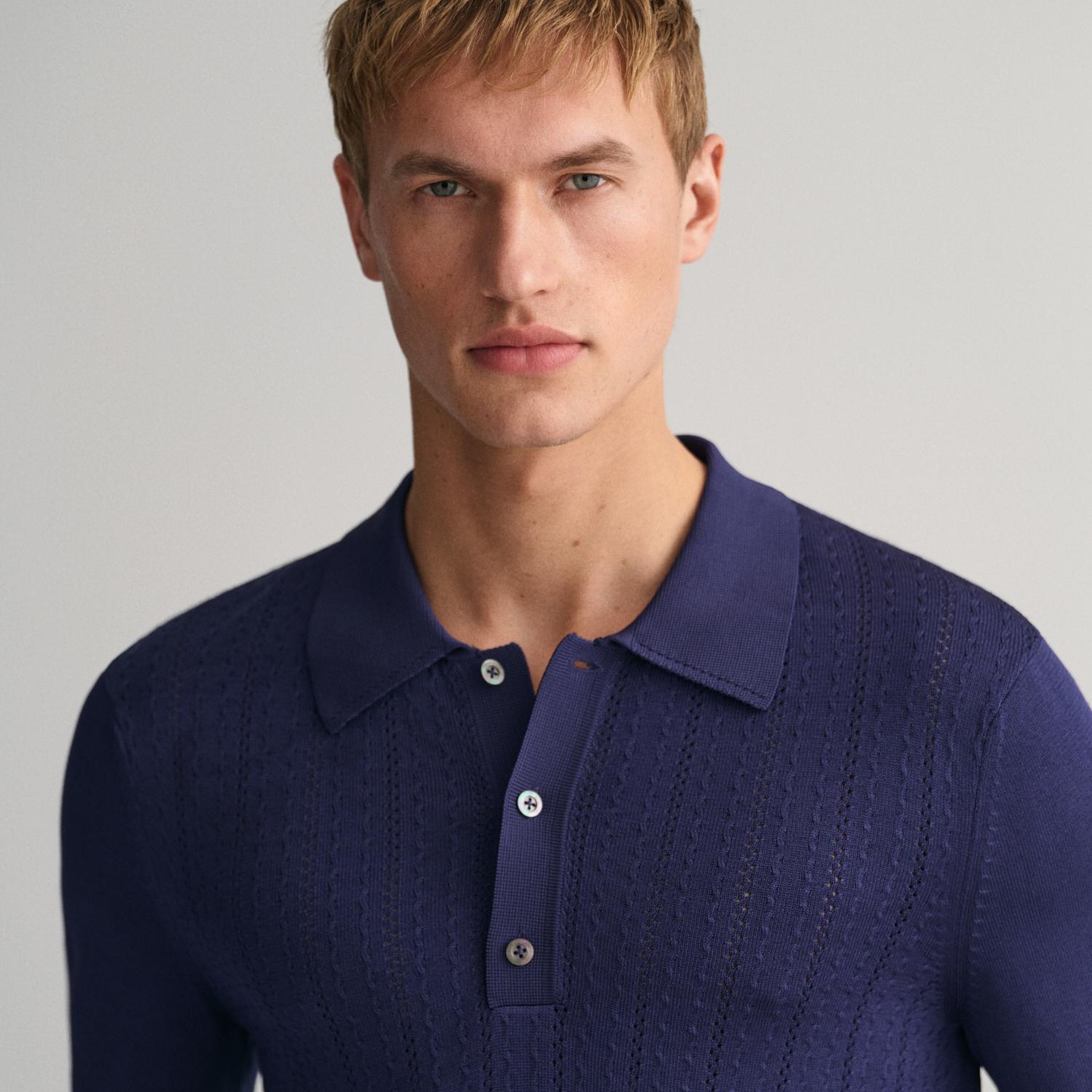 GANT Erkek Lacivert Relaxed Fit Klasik Yaka Kazak