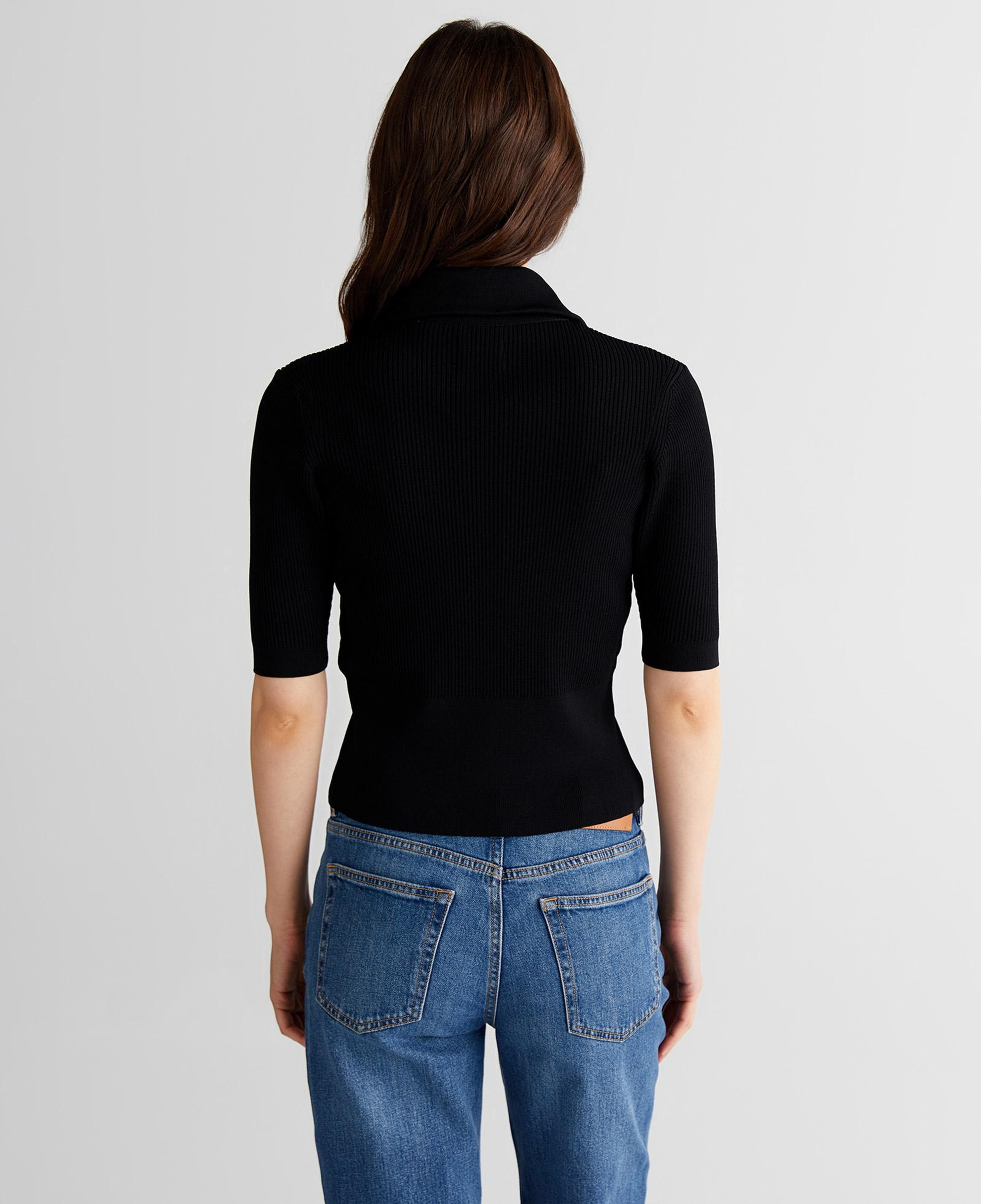GANT Kadın Siyah Slim Fit Yarım Kollu Triko
