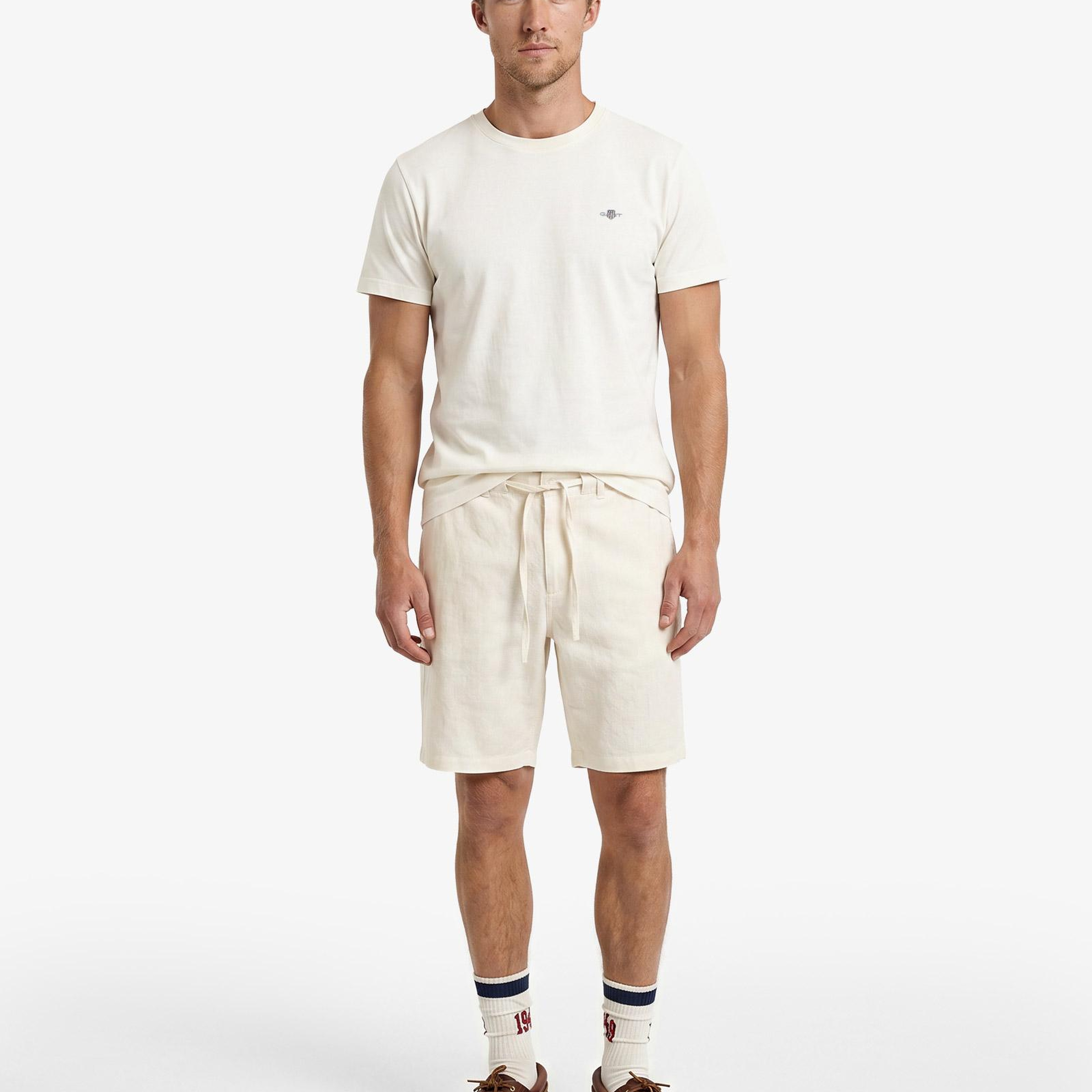 GANT Erkek Beyaz Bisiklet Yaka Regular Fit Logolu T-Shirt