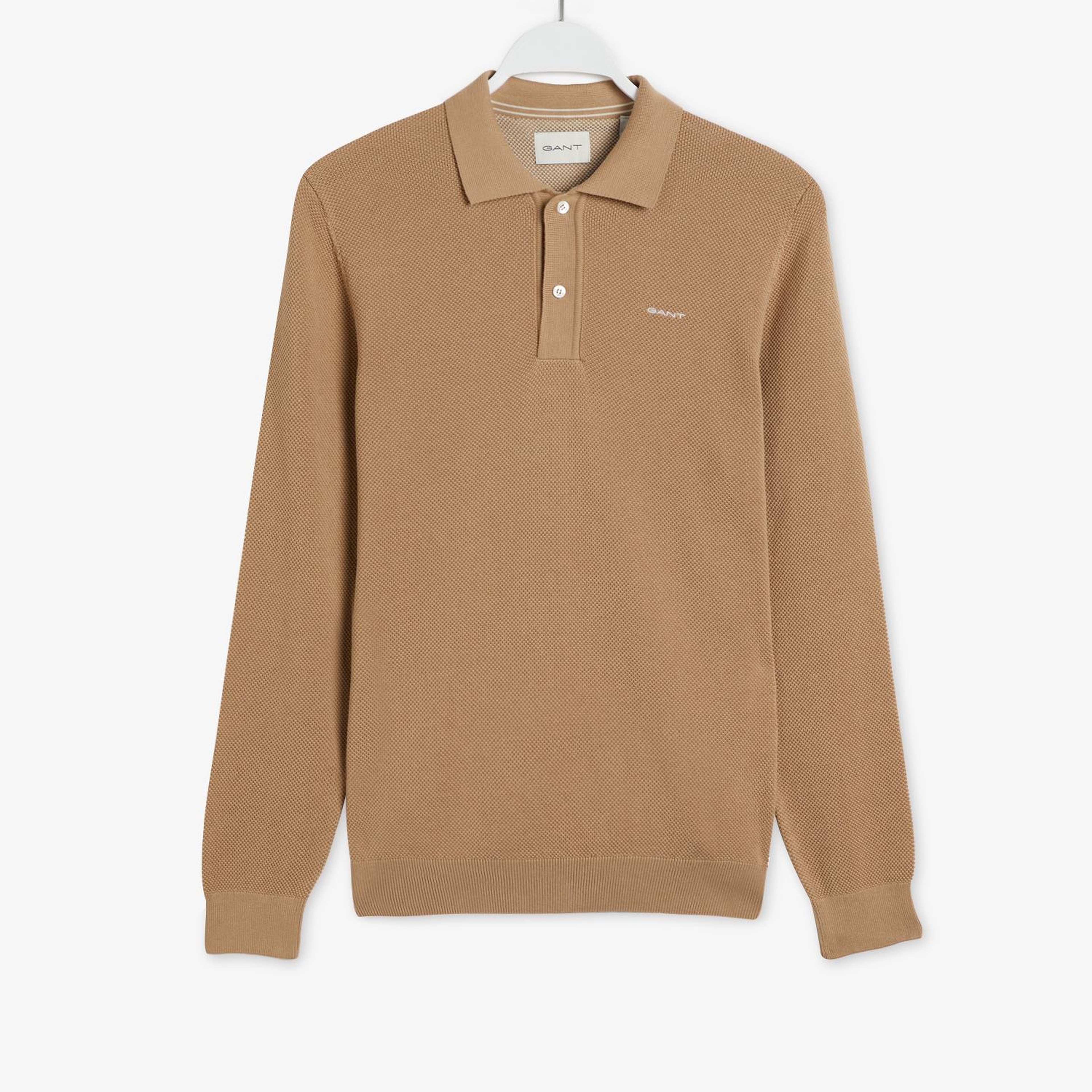 GANT Erkek Bej Regular Fit Klasik Yaka Logolu Kazak