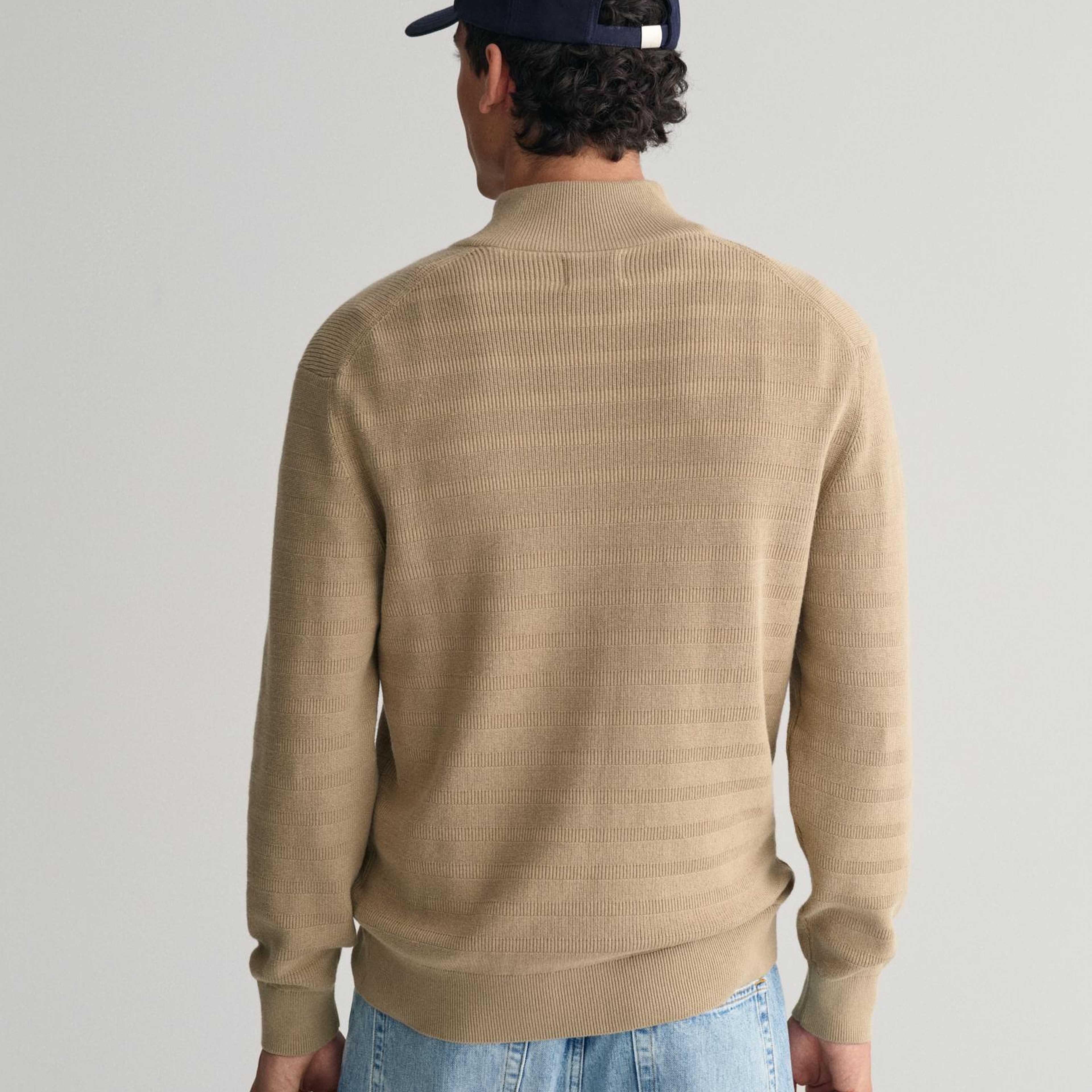 GANT Erkek Bej Regular Fit Yarım Fermuarlı Kazak