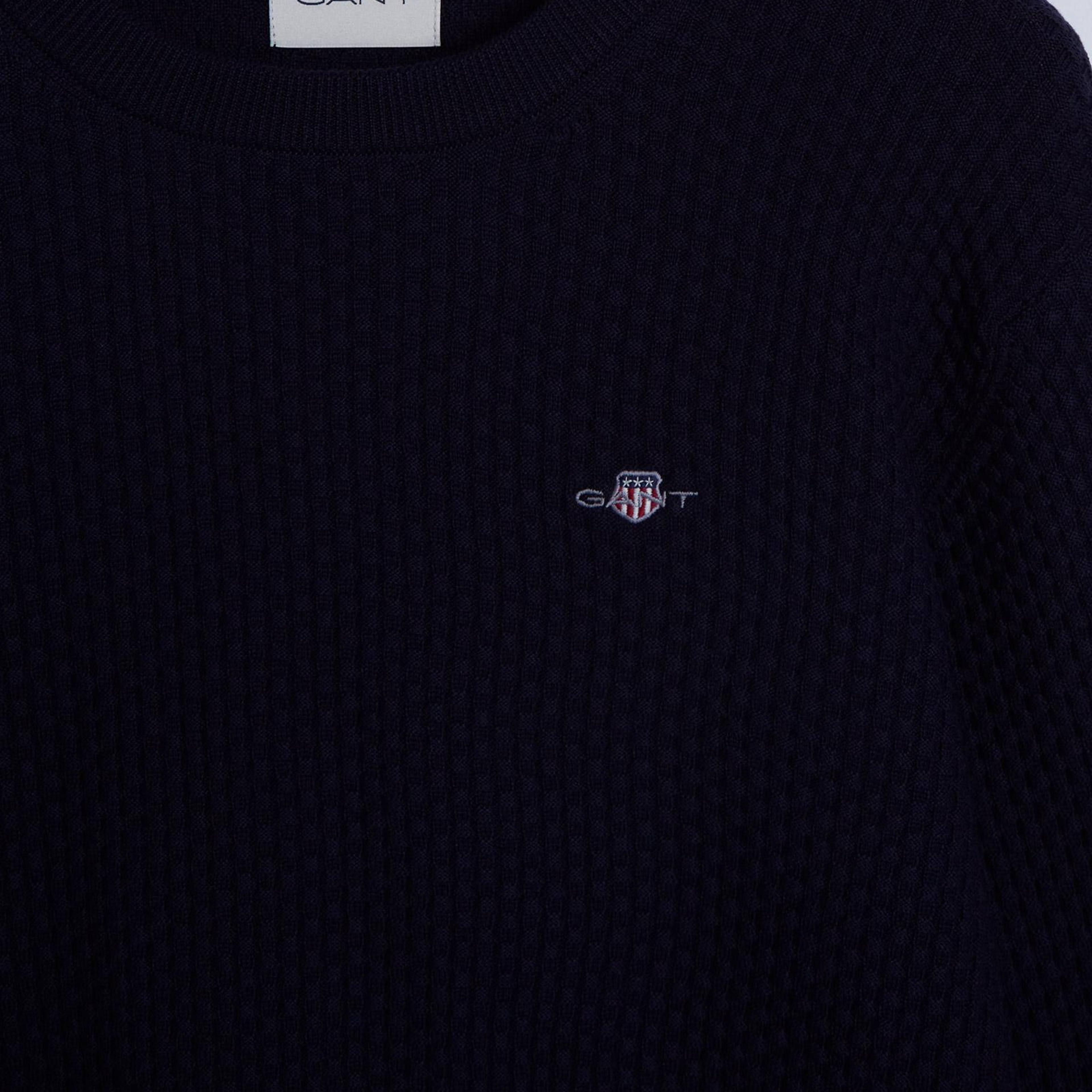GANT Erkek Lacivert Regular Fit Yarım Fermuarlı Kazak