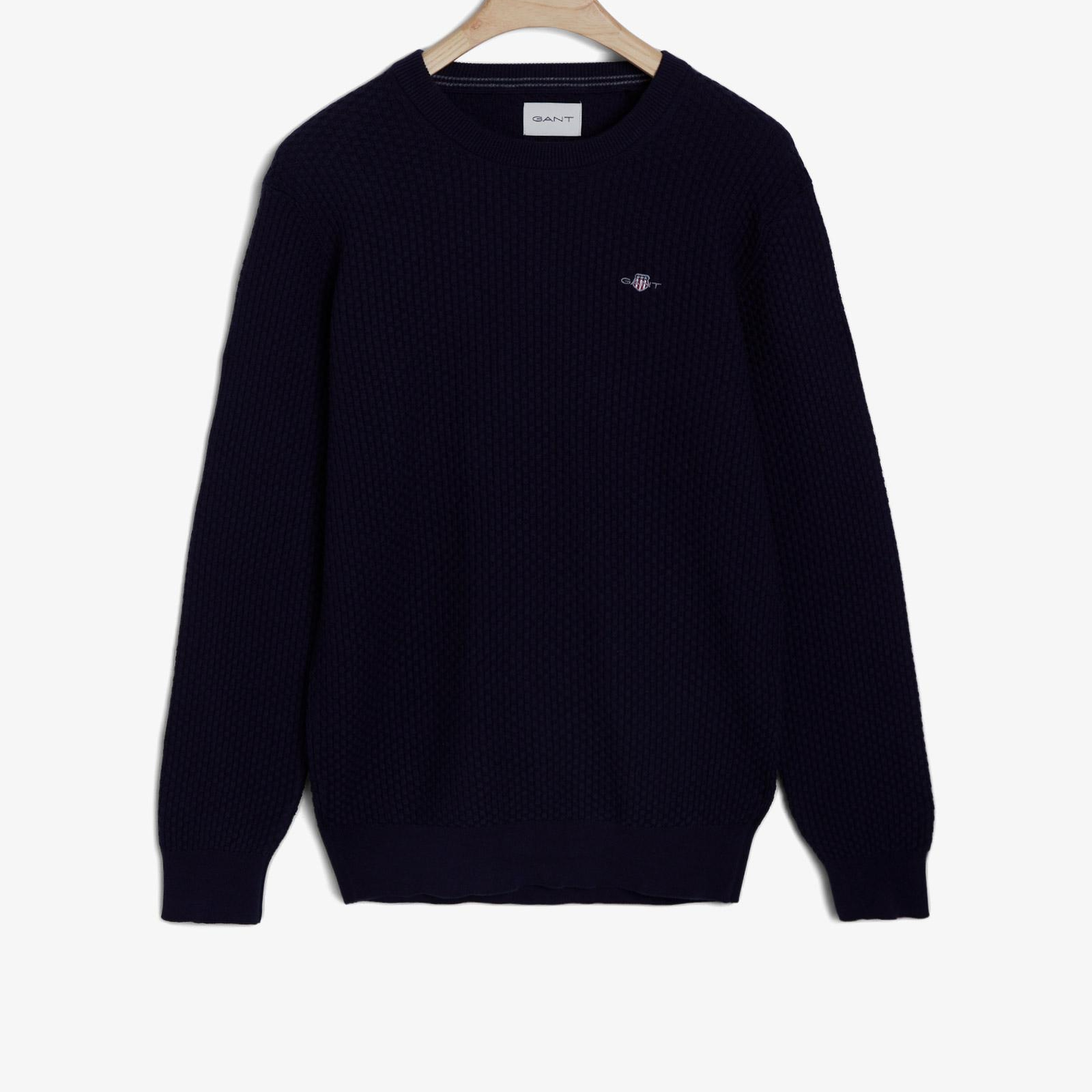 GANT Erkek Lacivert Regular Fit Yarım Fermuarlı Kazak