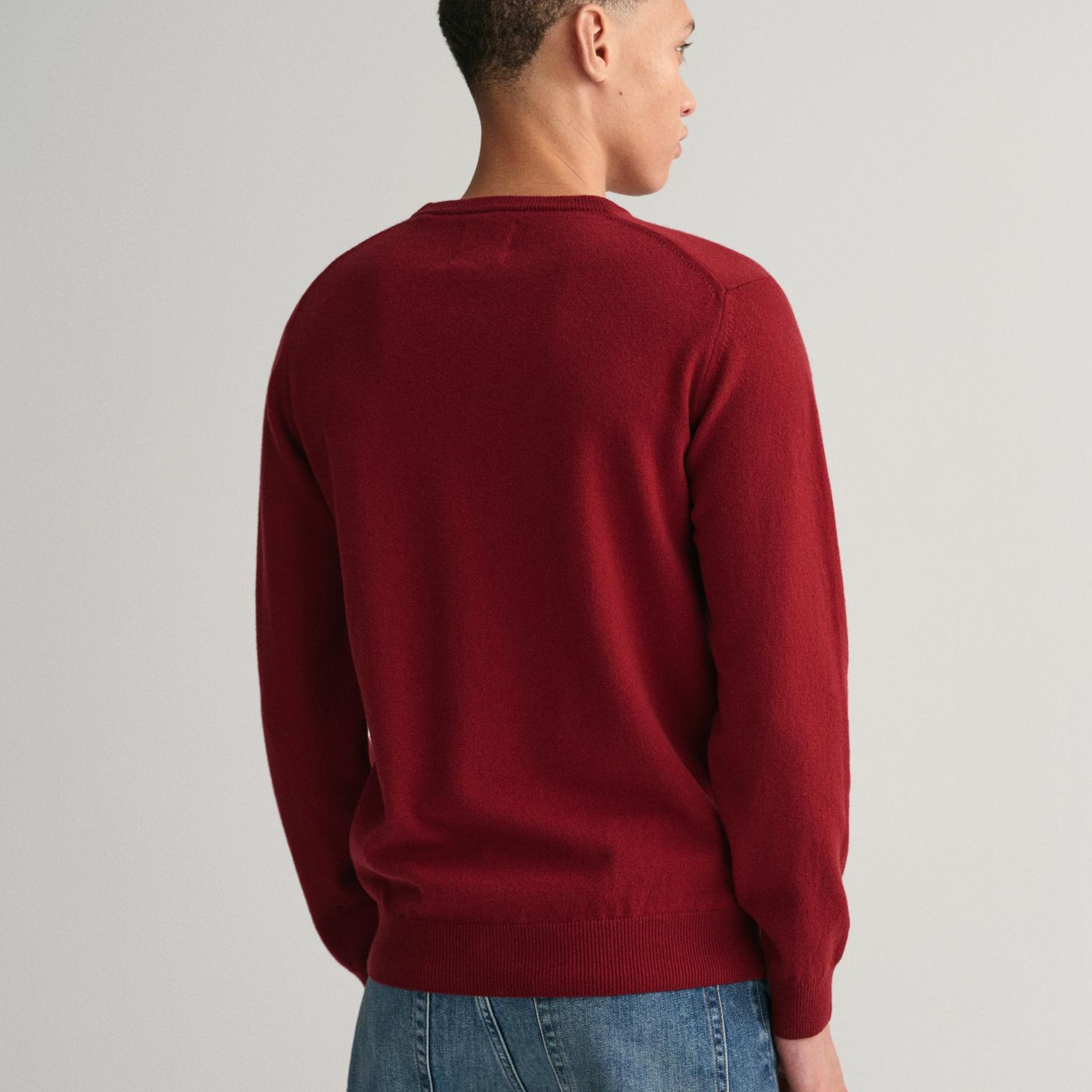 GANT Erkek Kırmızı Regular Fit Bisiklet Yaka Yün Kazak