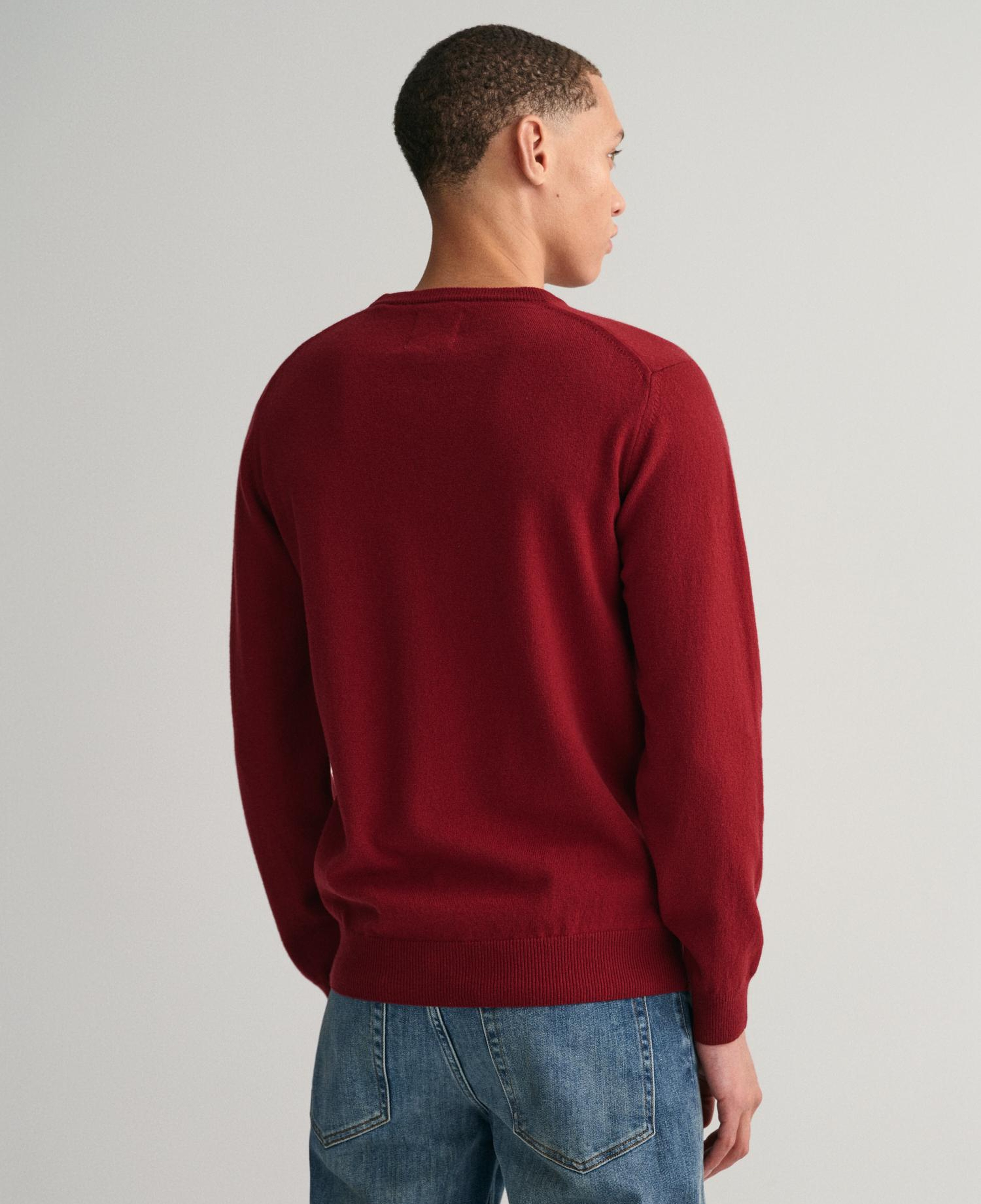 GANT Erkek Kırmızı Regular Fit Bisiklet Yaka Yün Kazak