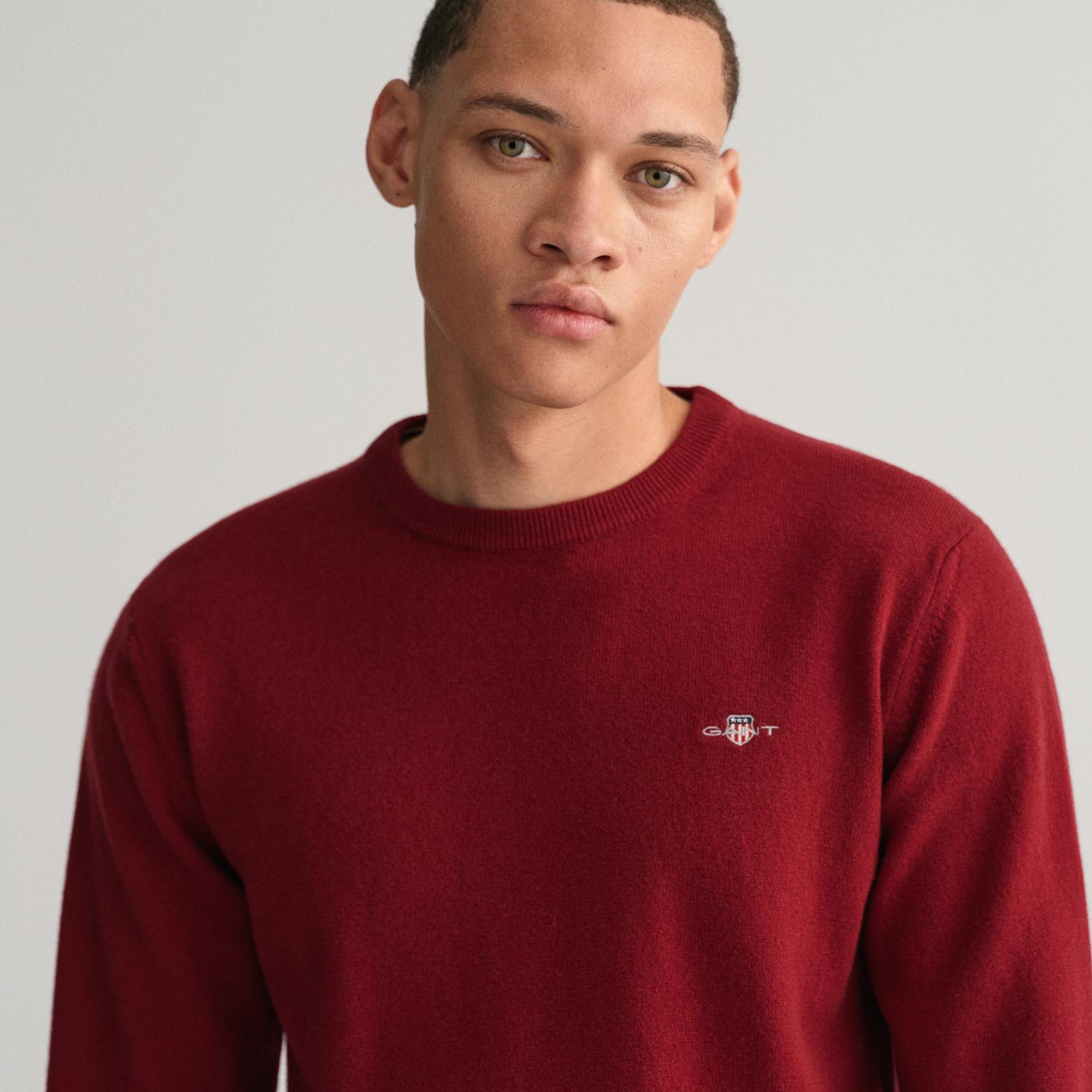 GANT Erkek Kırmızı Regular Fit Bisiklet Yaka Yün Kazak