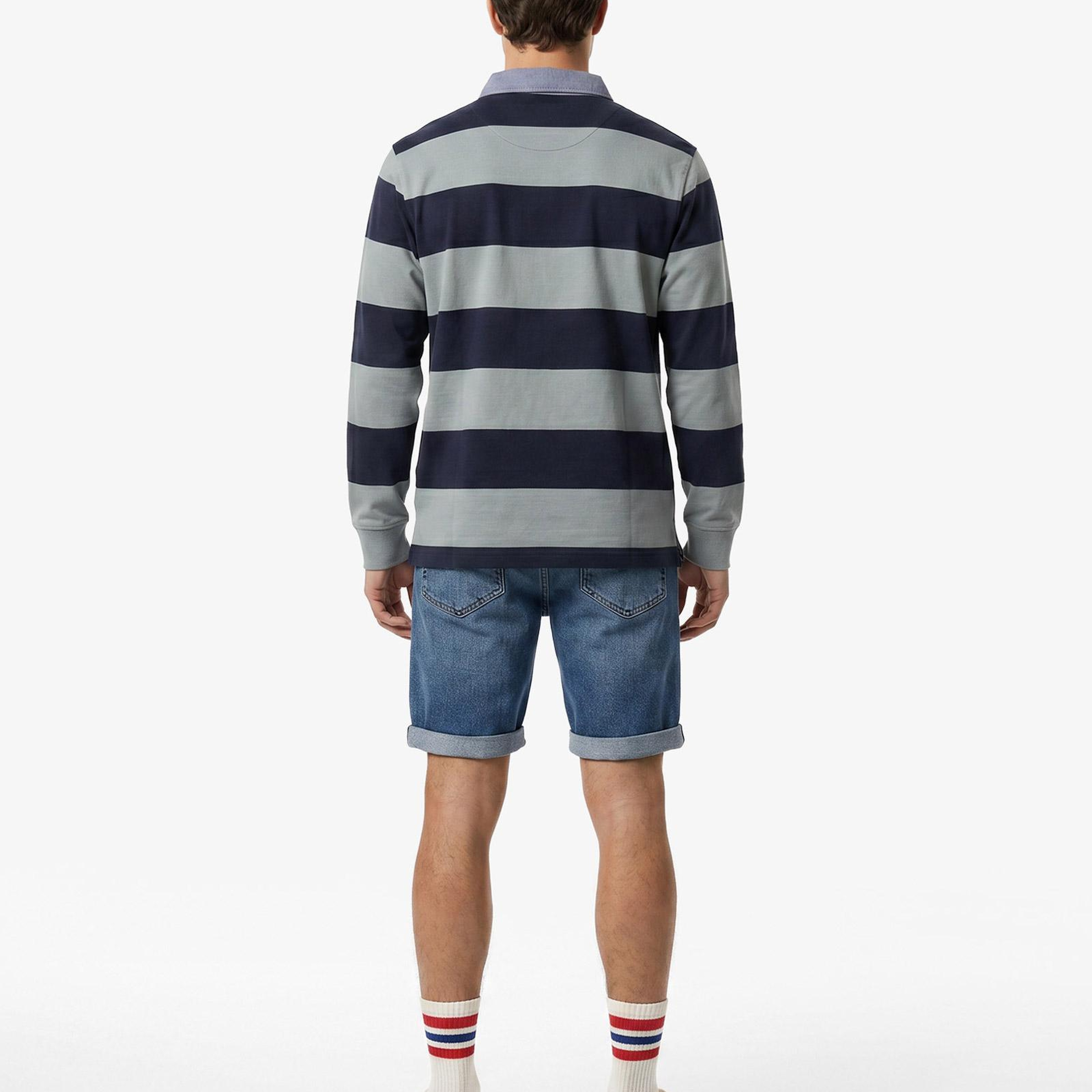GANT Erkek Yeşil Regular Fit Çizgili Logolu Polo Yaka Rugby T-Shirt