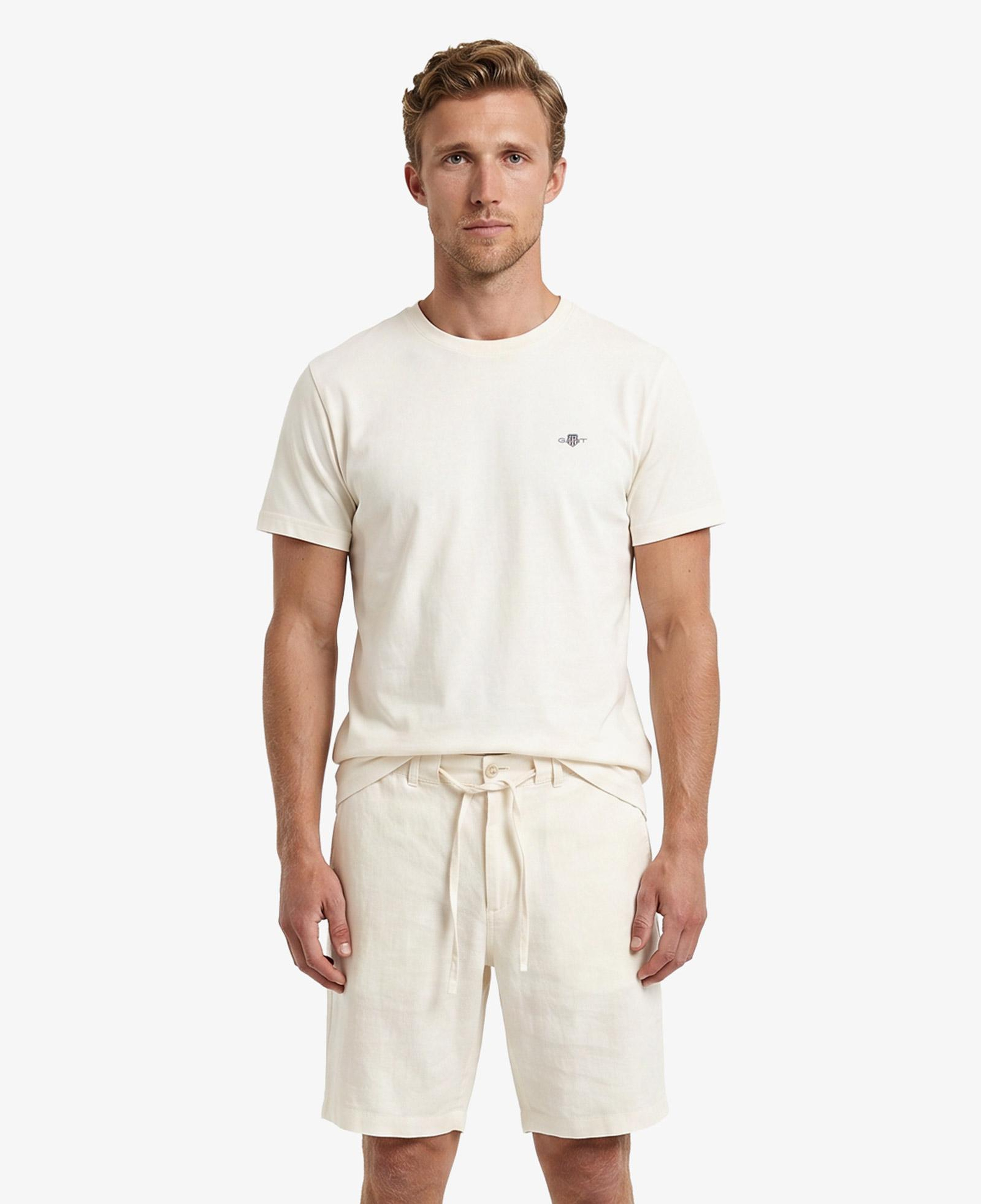 GANT Erkek Beyaz Bisiklet Yaka Regular Fit Logolu T-Shirt