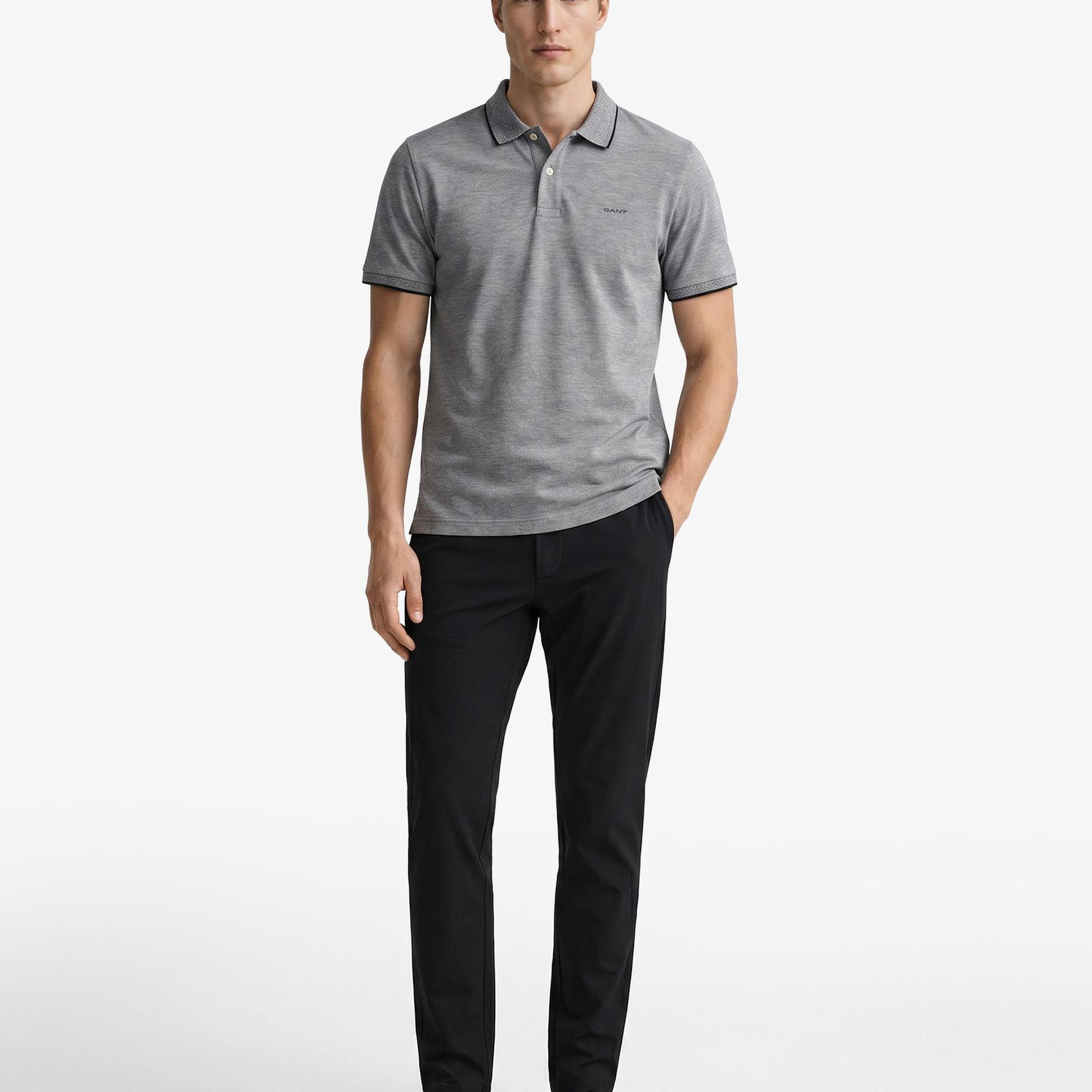 GANT Erkek Siyah Regular Fit Polo Yaka T-Shirt