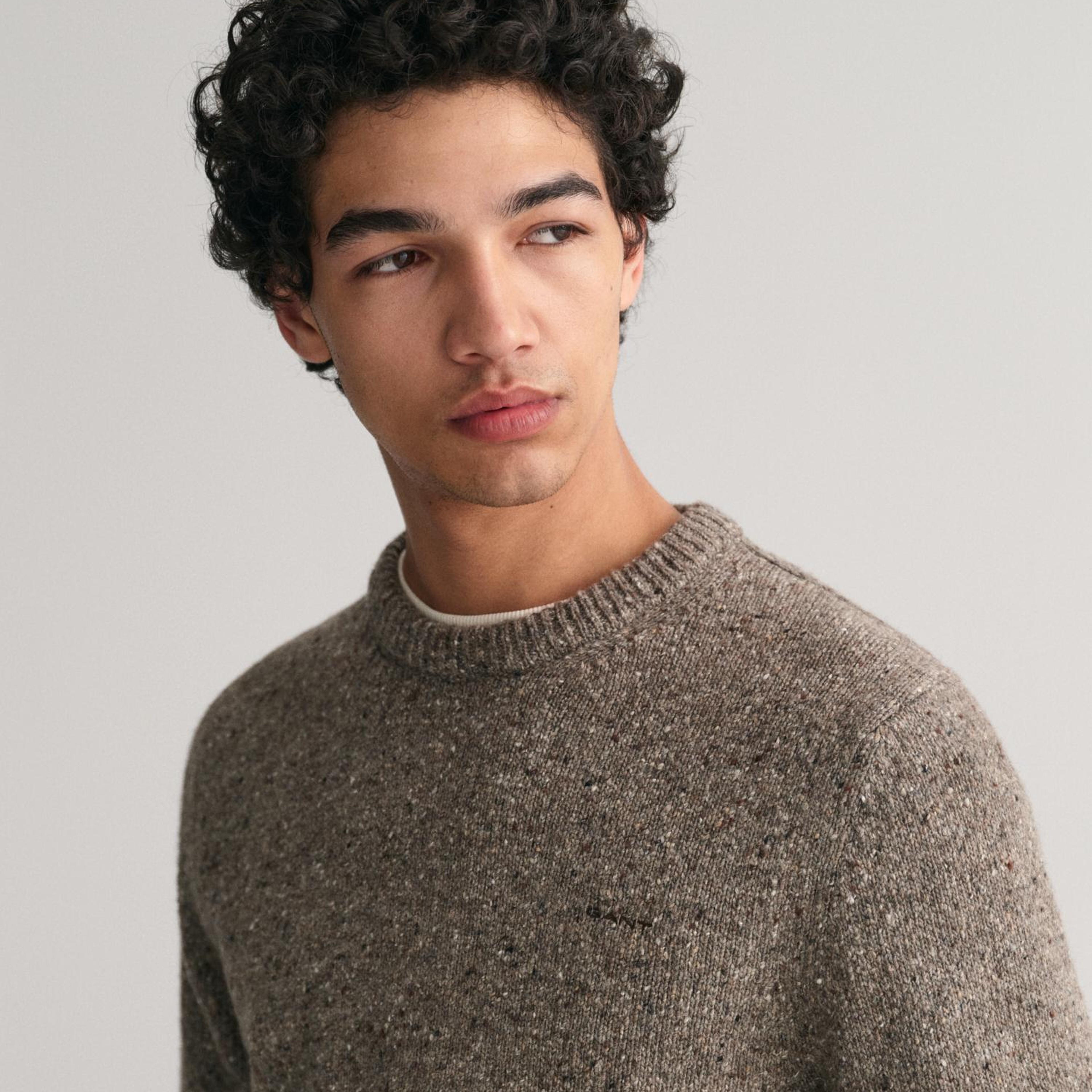 GANT Erkek Gri Regular Fit Bisiklet Yaka Kazak
