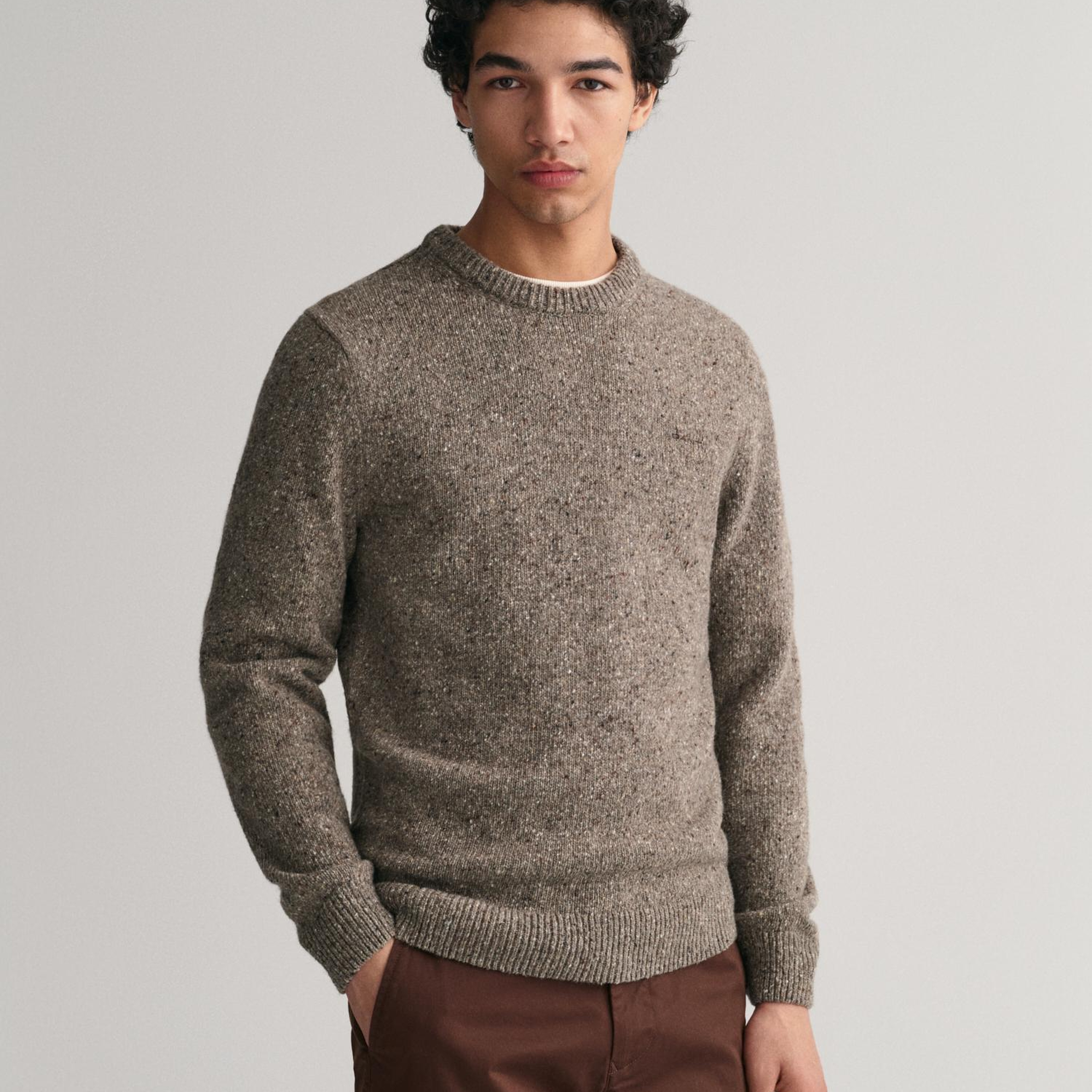 GANT Erkek Gri Regular Fit Bisiklet Yaka Kazak