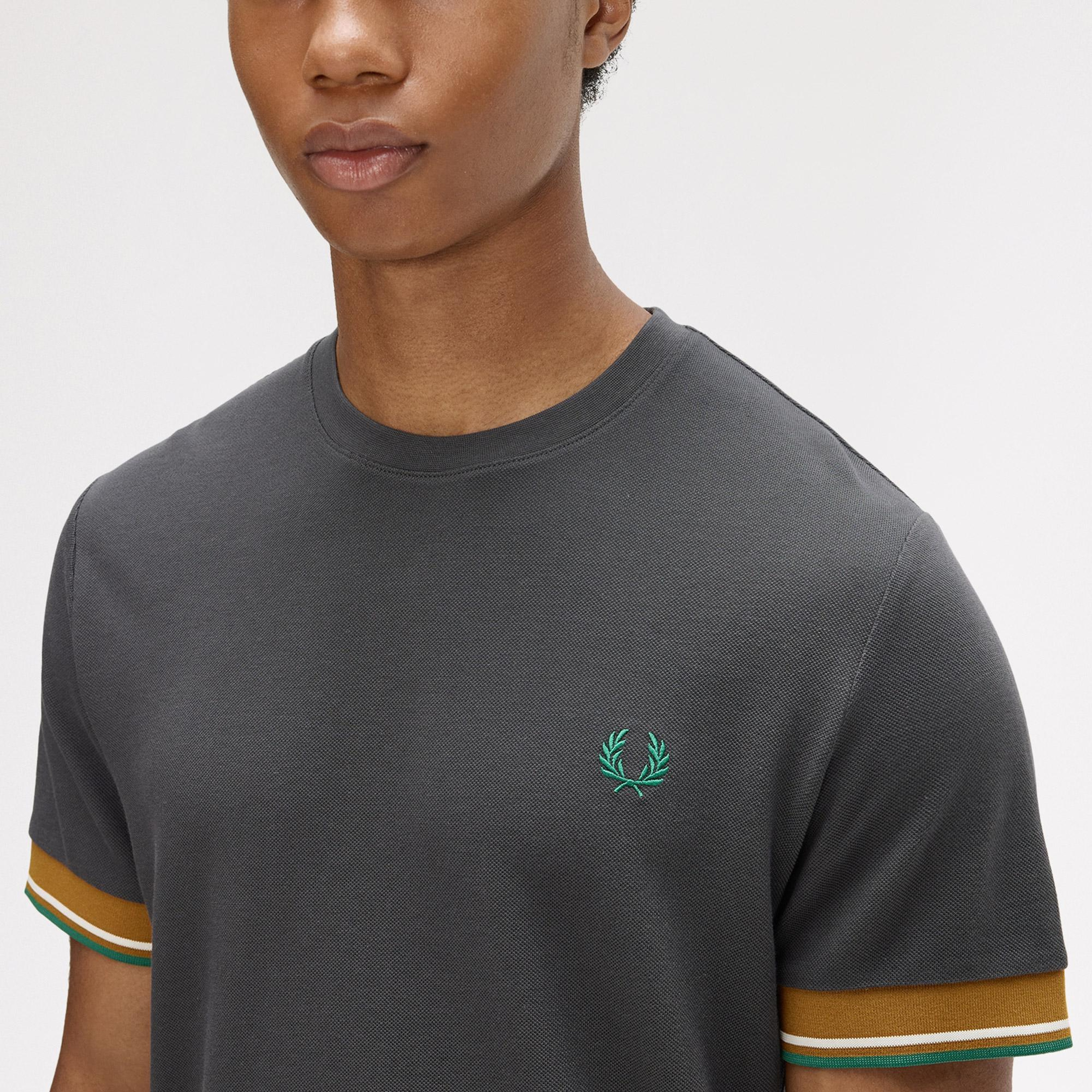 Fred Perry Twin Tipped Cuff Erkek Gri T-Shirt
