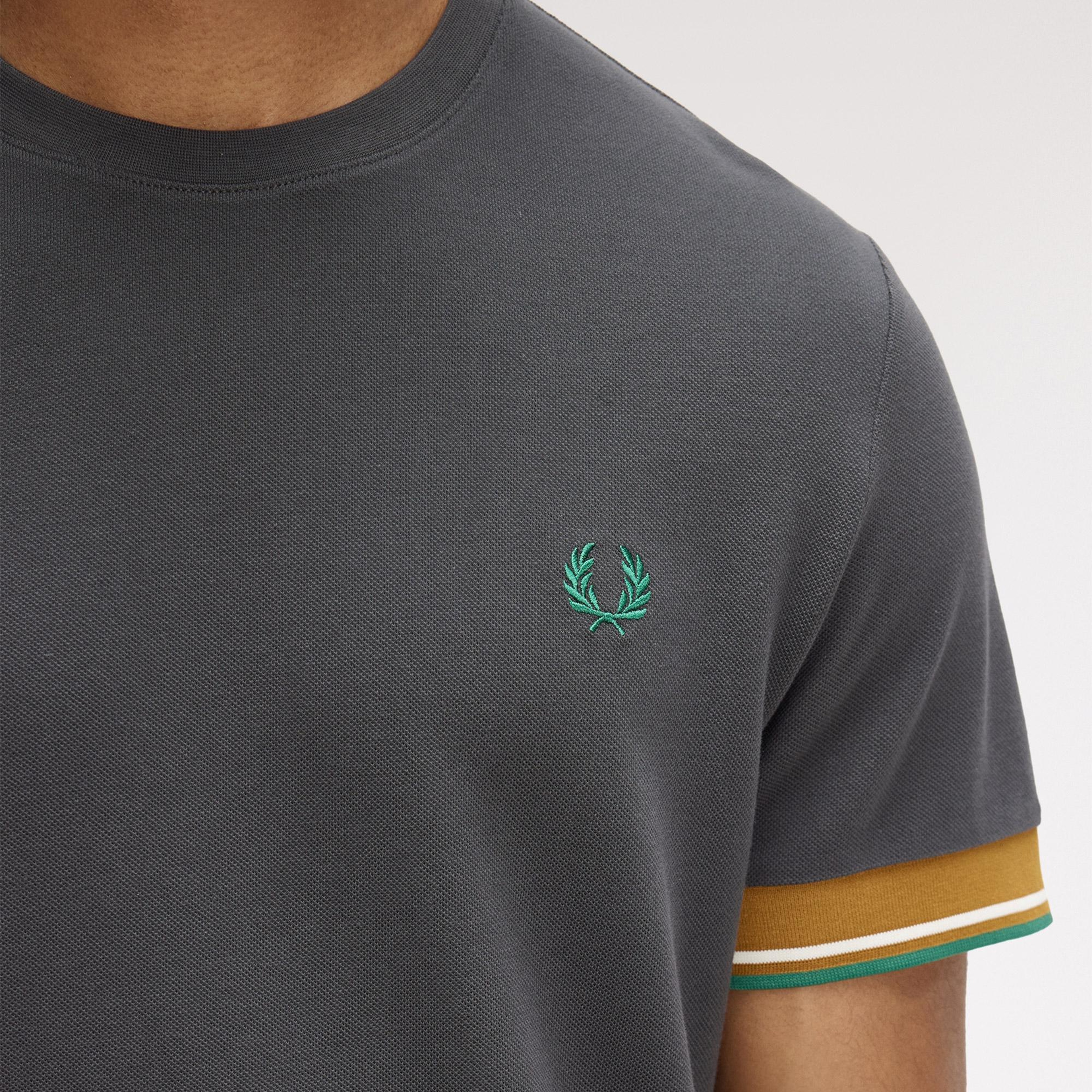 Fred Perry Twin Tipped Cuff Erkek Gri T-Shirt