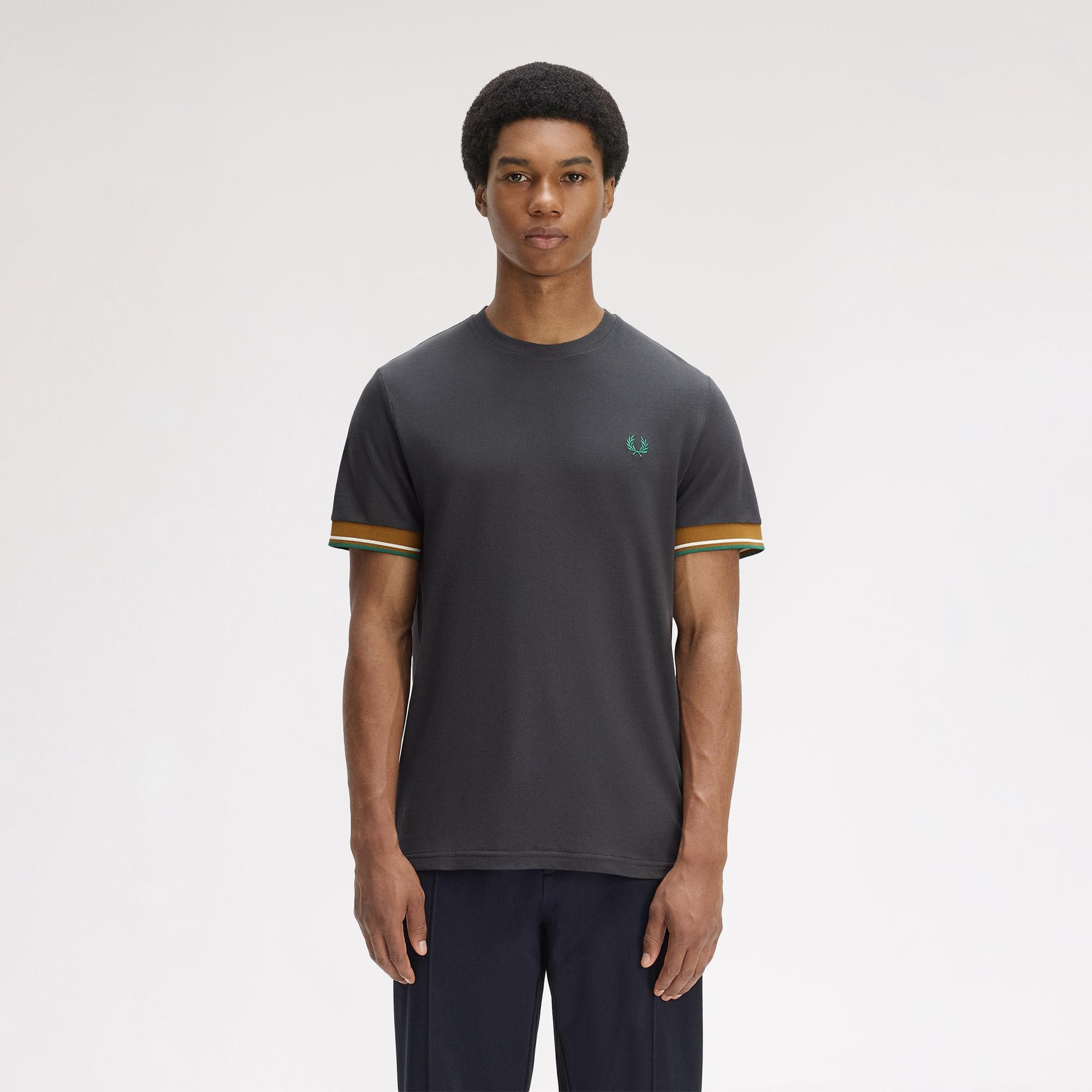 Fred Perry Twin Tipped Cuff Erkek Gri T-Shirt