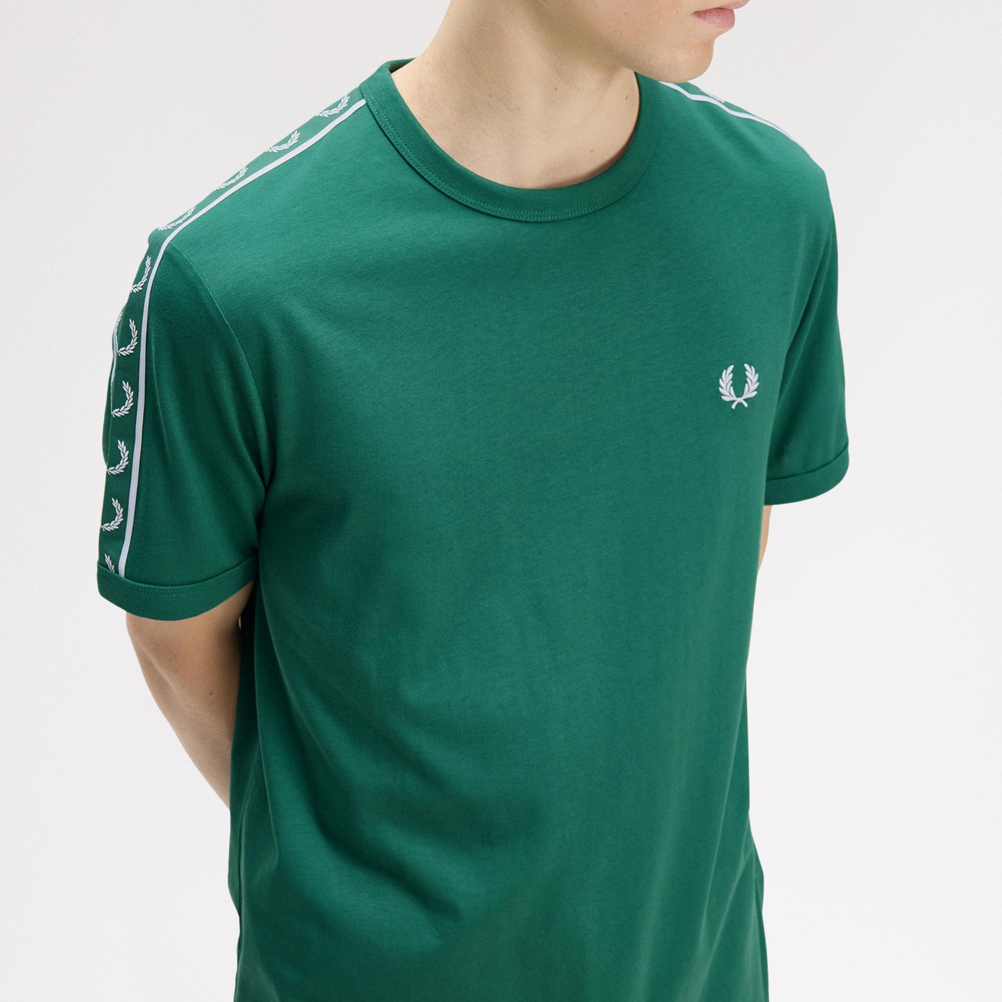 Fred Perry Contrast Tape Ringer Erkek Yeşil T-Shirt