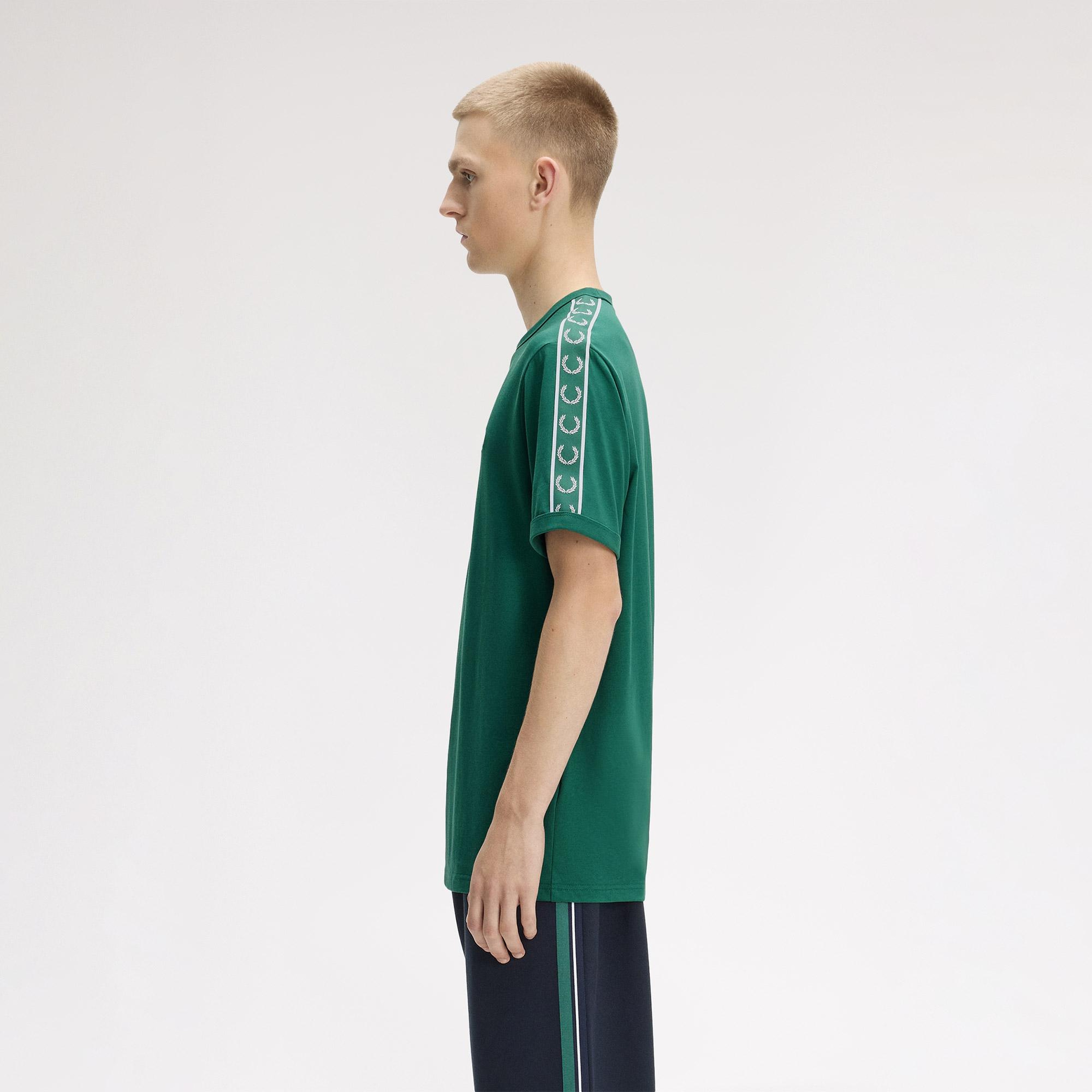 Fred Perry Contrast Tape Ringer Erkek Yeşil T-Shirt