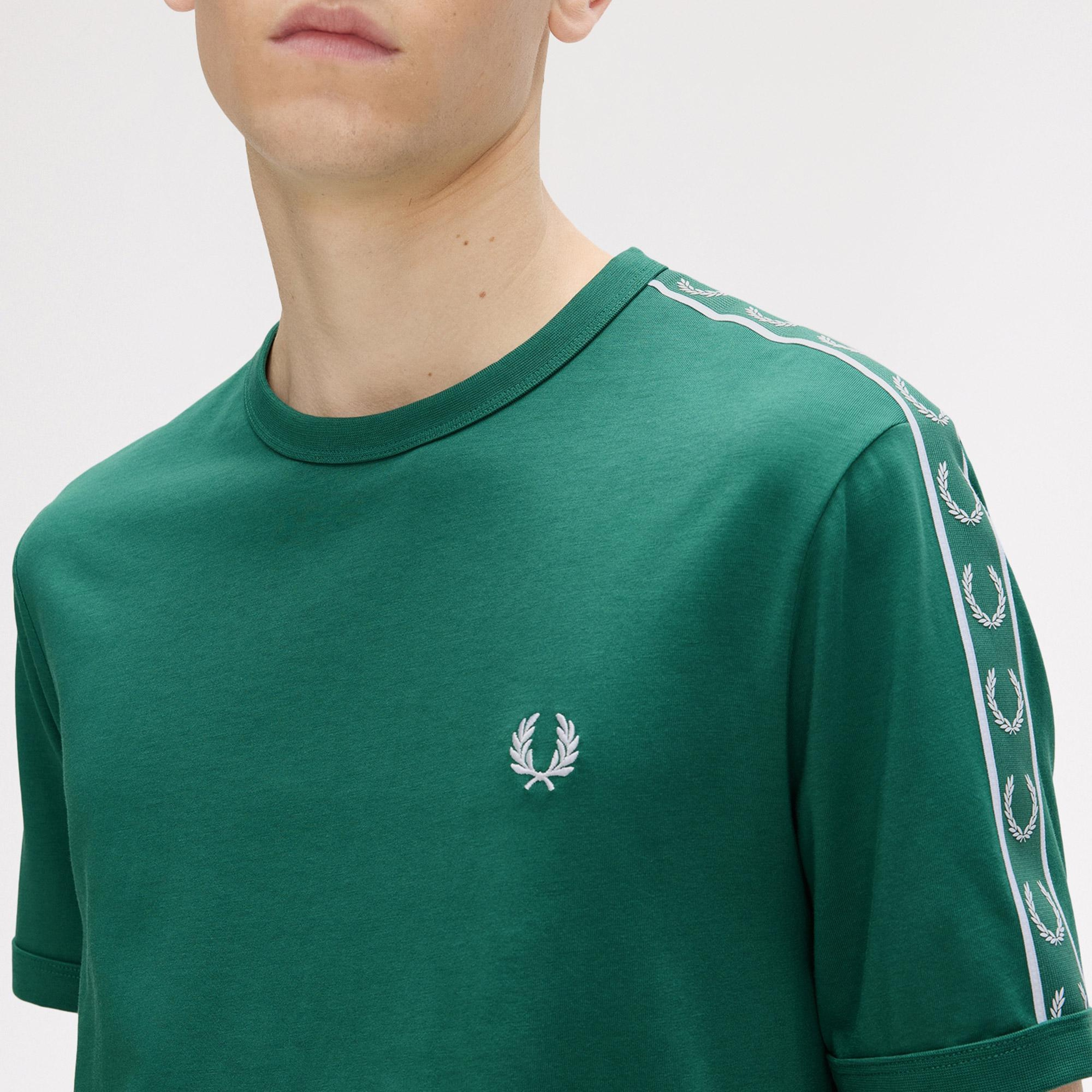 Fred Perry Contrast Tape Ringer Erkek Yeşil T-Shirt