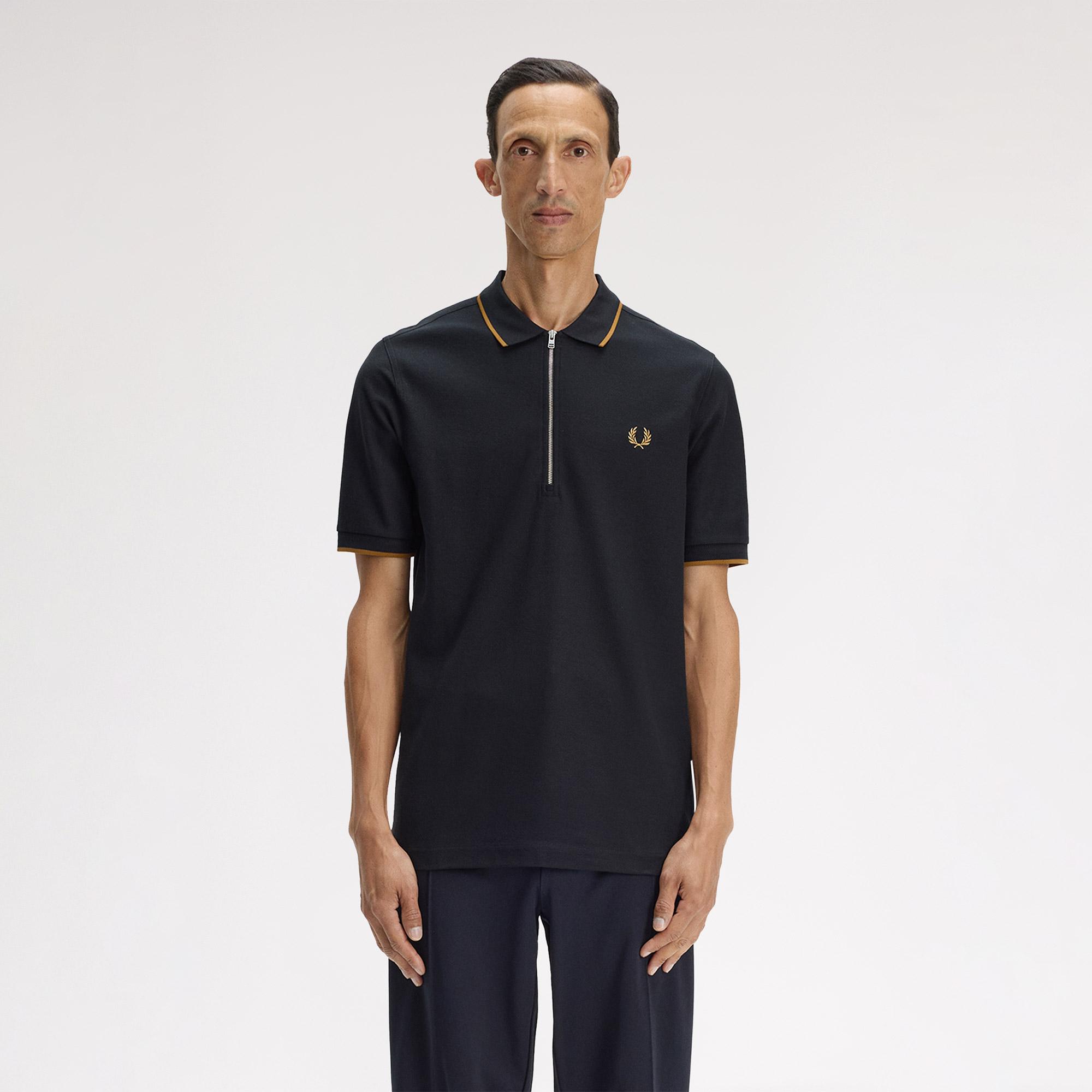 Fred Perry Crepe Pique Erkek Siyah Polo