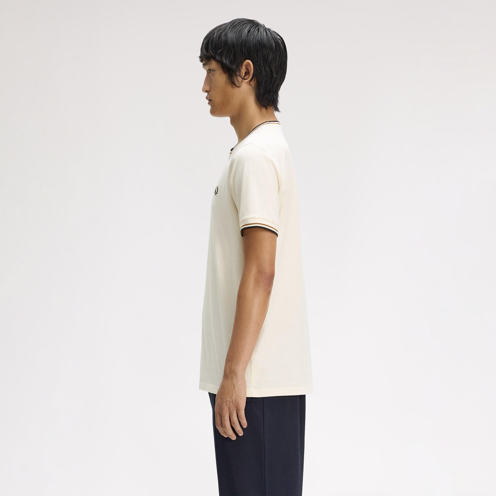 Fred Perry Twin Tipped Erkek Krem T-Shirt