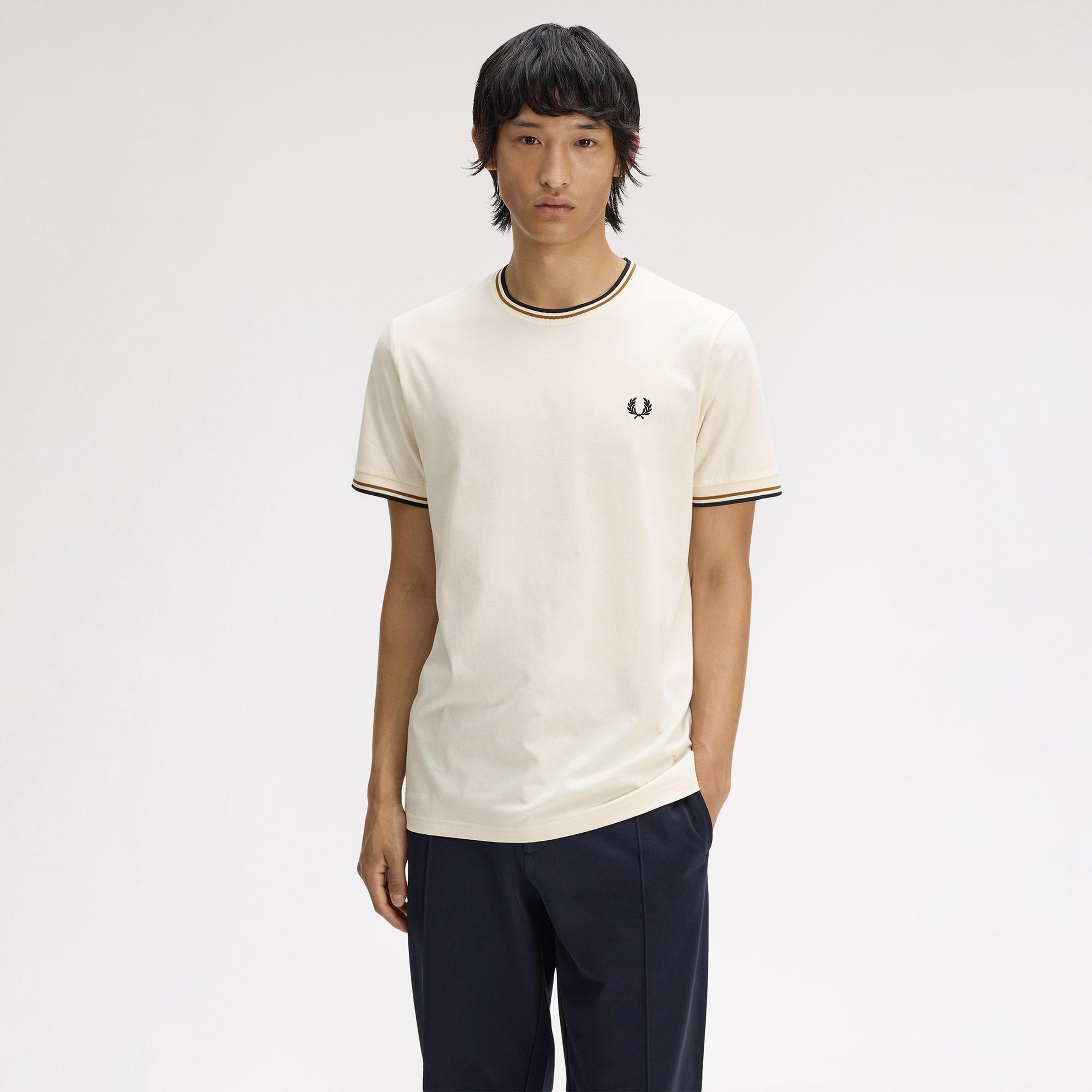 Fred Perry Twin Tipped Erkek Krem T-Shirt