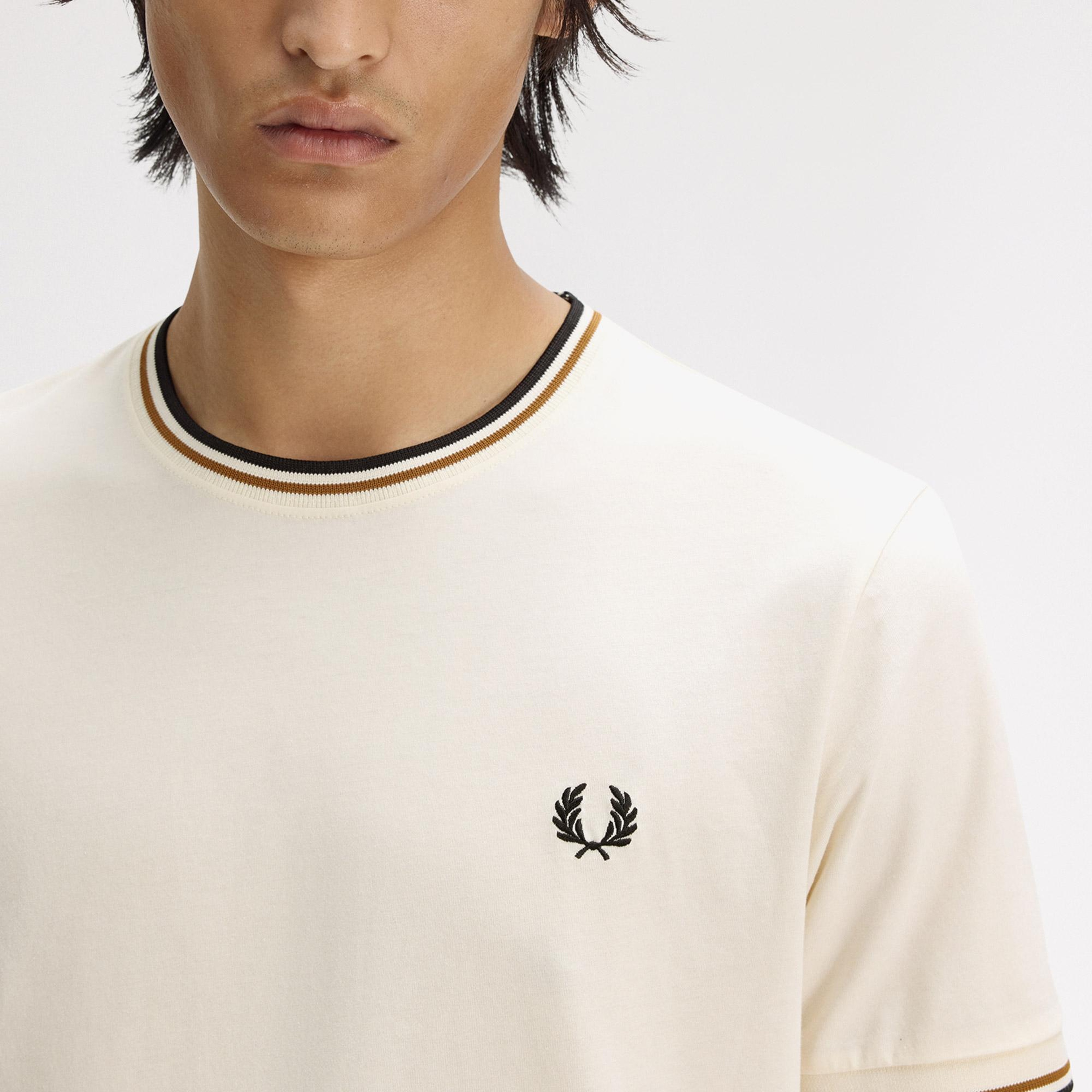 Fred Perry Twin Tipped Erkek Krem T-Shirt