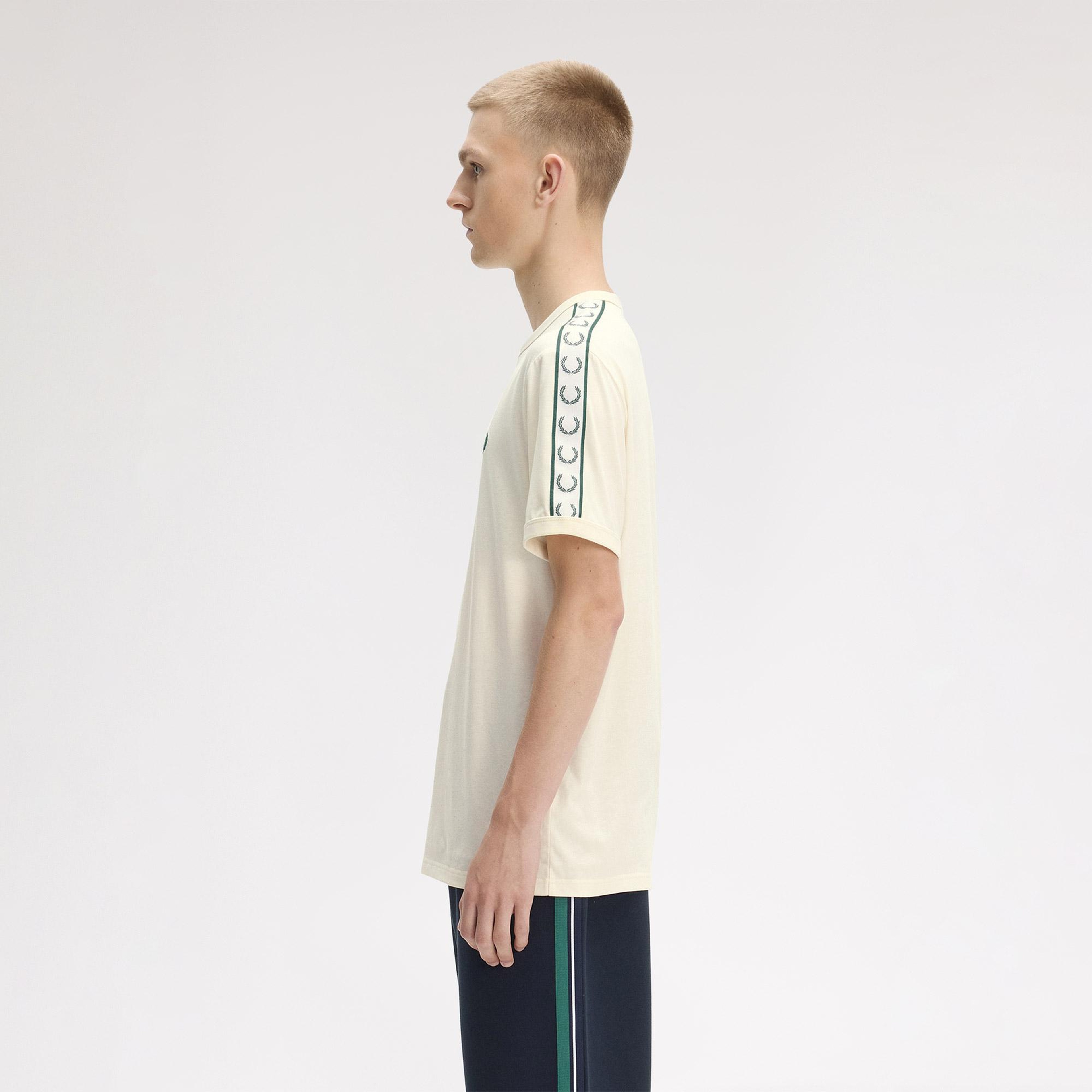 Fred Perry Contrast Tape Ringer Erkek Krem T-Shirt