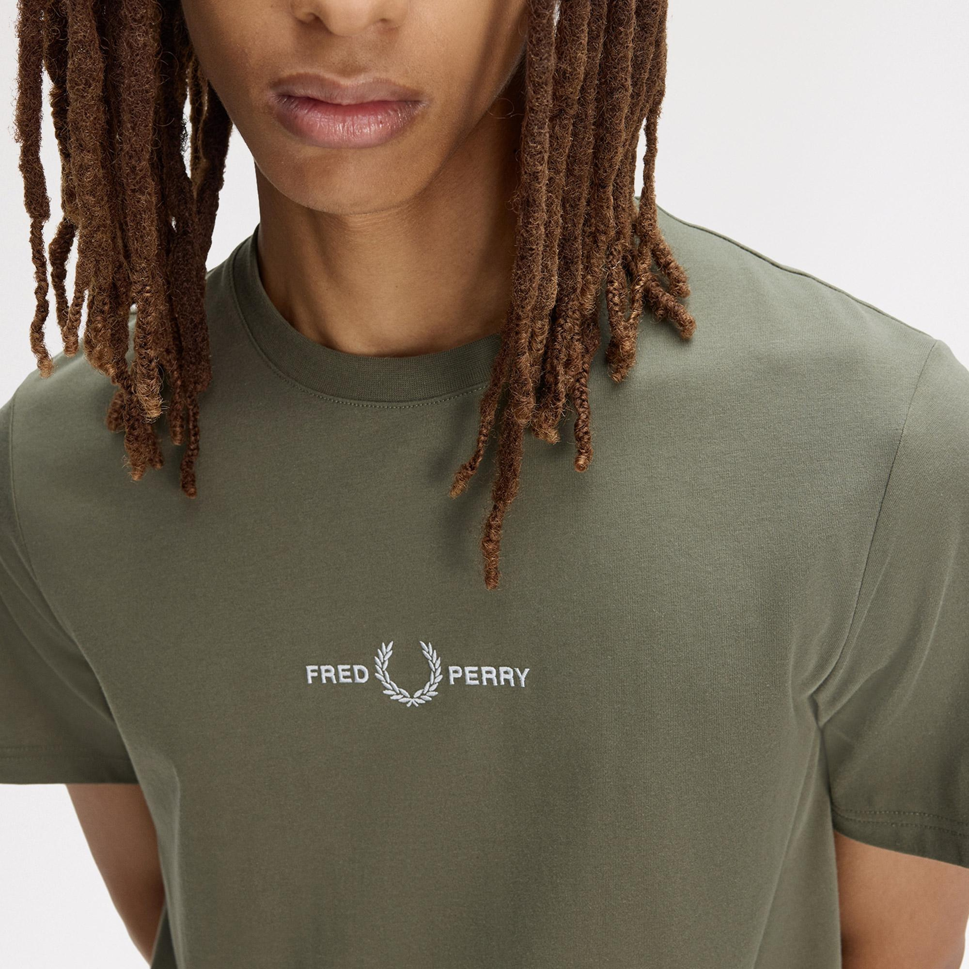 Fred Perry Embroidered Erkek Yeşil T-Shirt