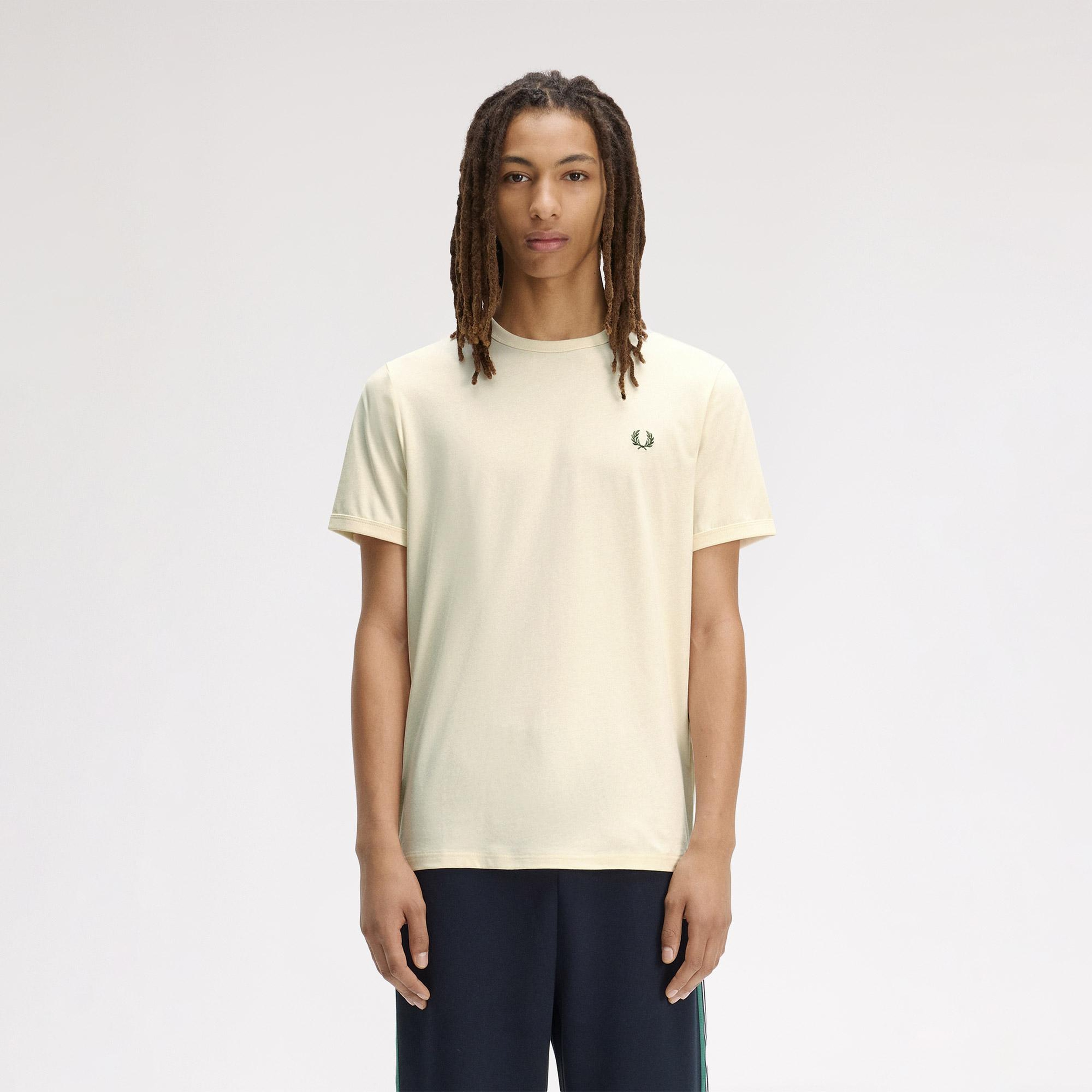 Fred Perry Ringer Erkek Krem T-Shirt