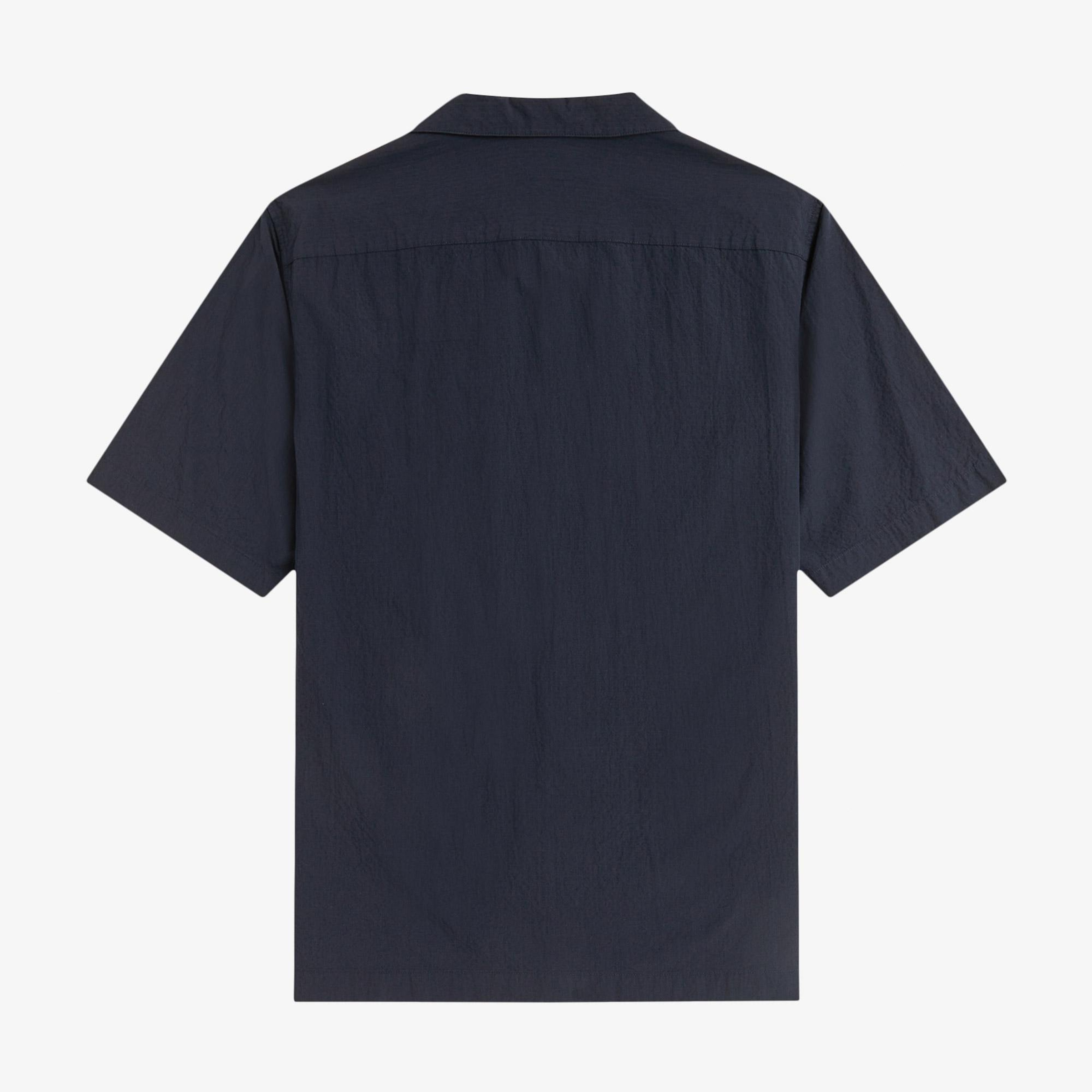 Fred Perry Seersucker Revere Collar Erkek Lacivert Gömlek