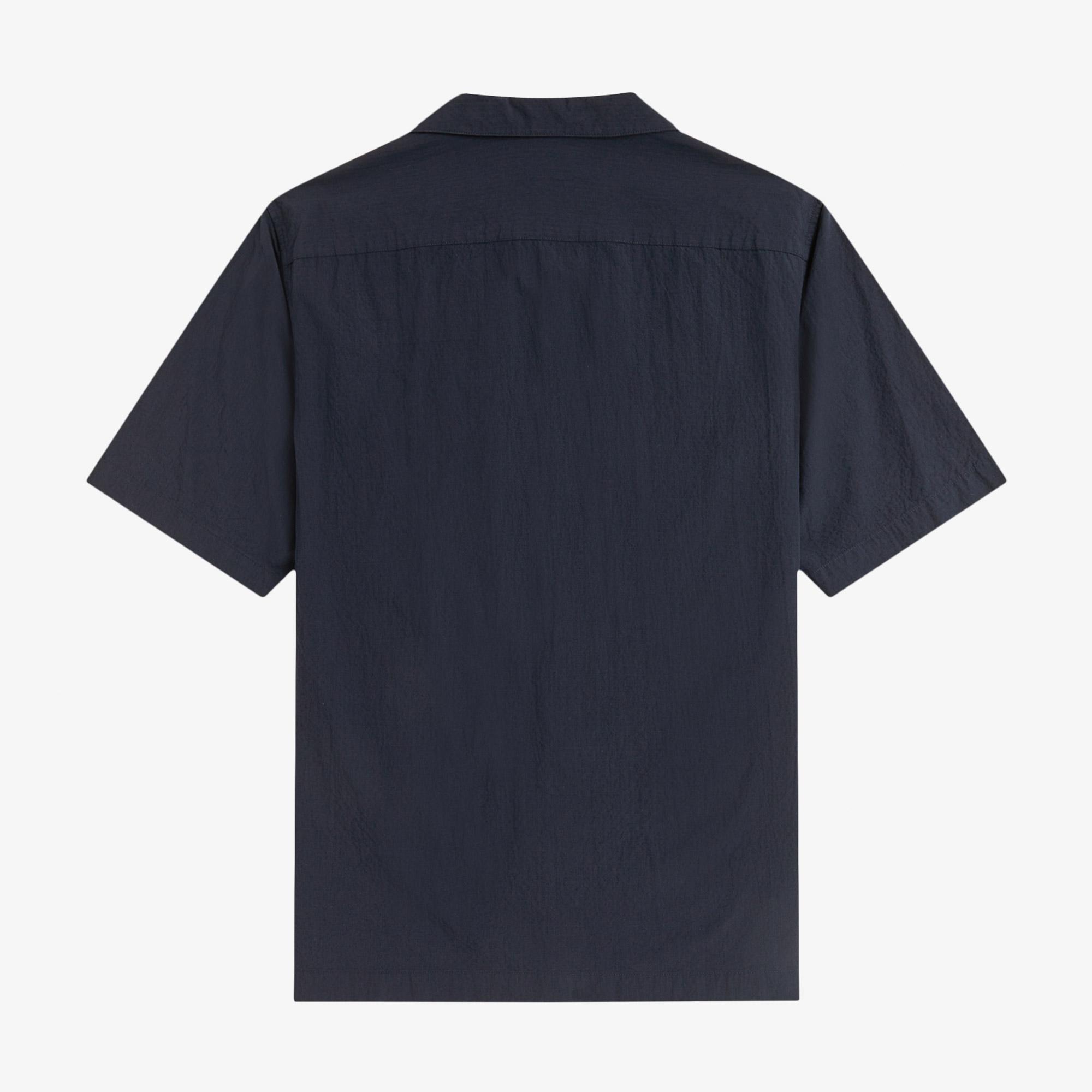 Fred Perry Seersucker Revere Collar Erkek Lacivert Gömlek