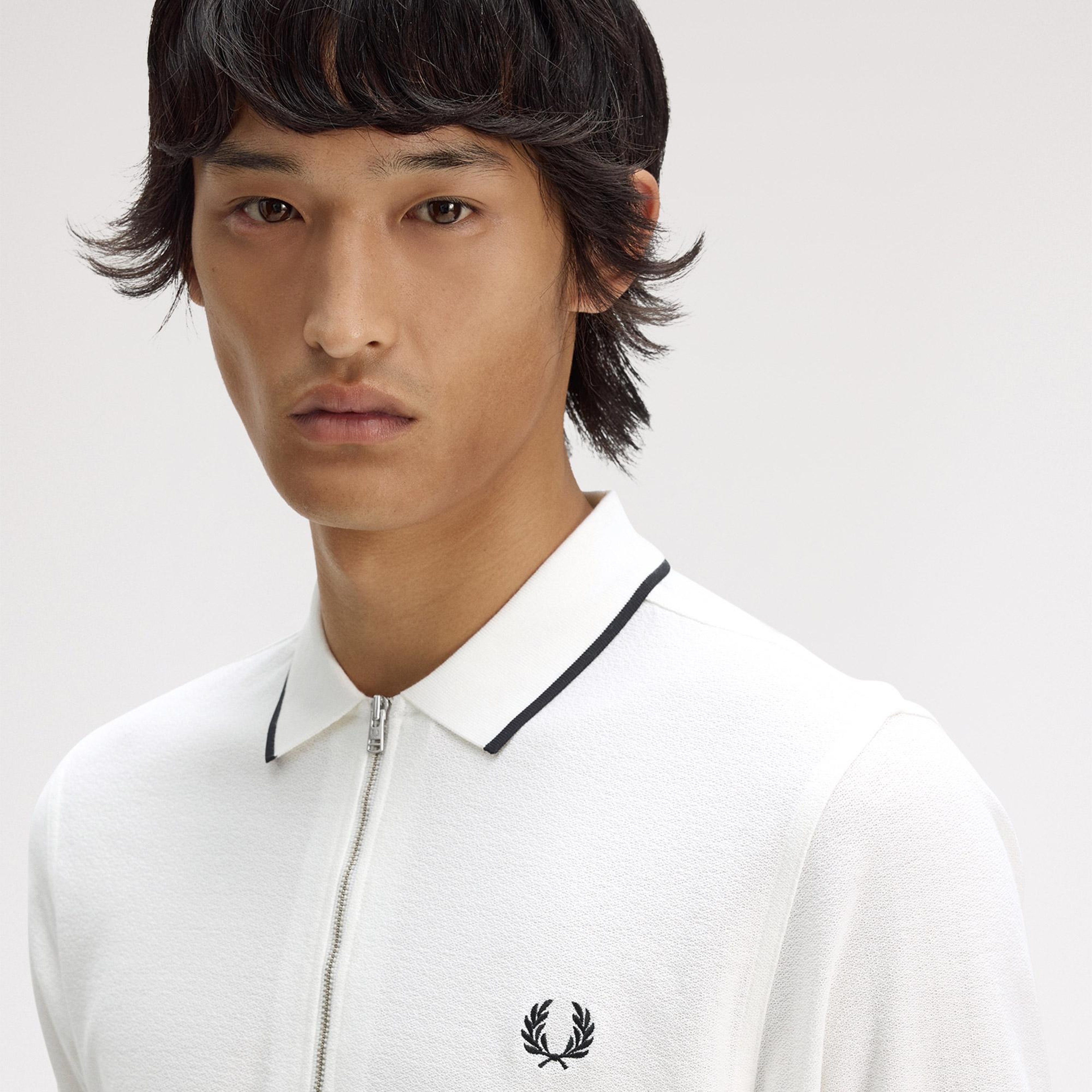 Fred Perry Crepe Pique Erkek Beyaz Polo