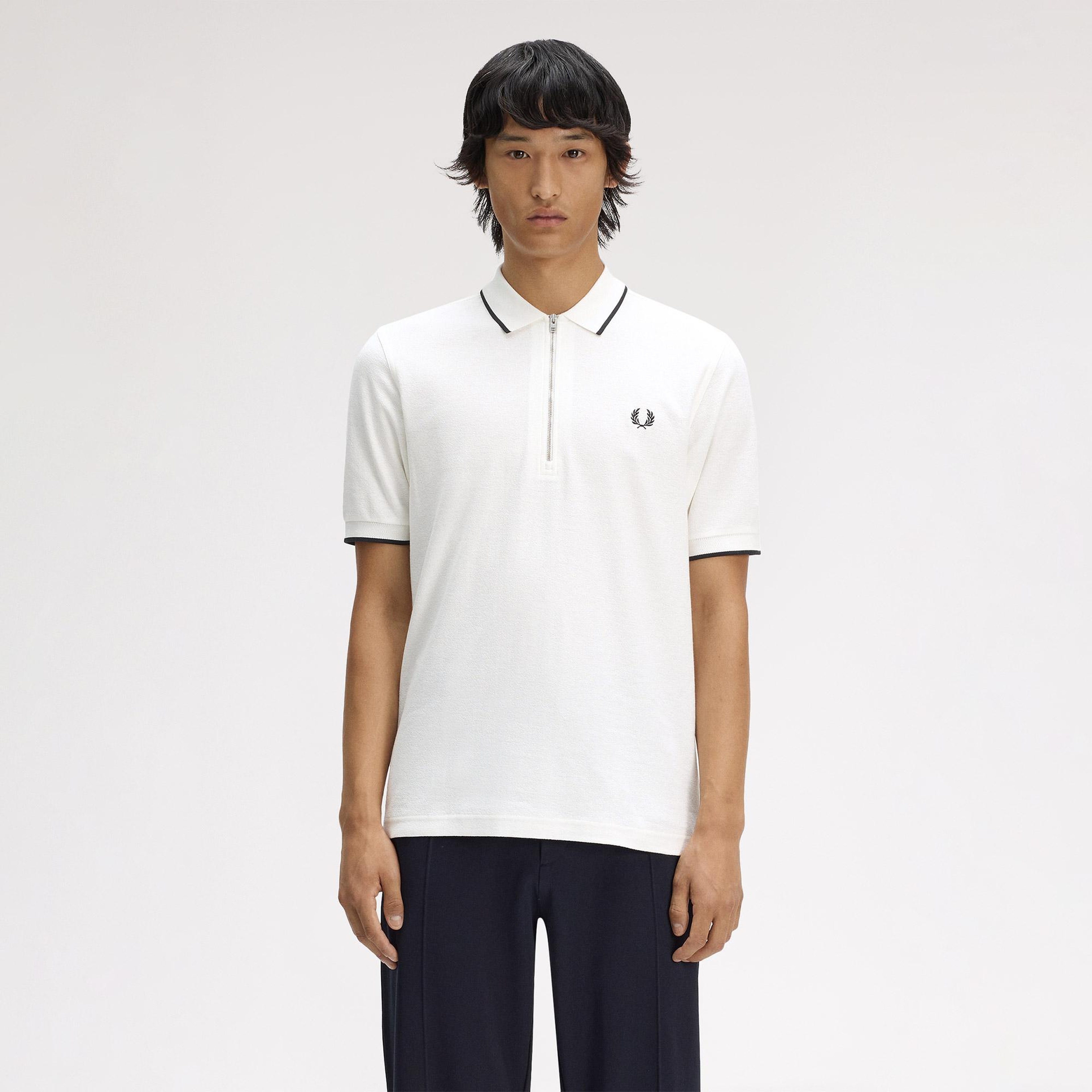 Fred Perry Crepe Pique Erkek Beyaz Polo